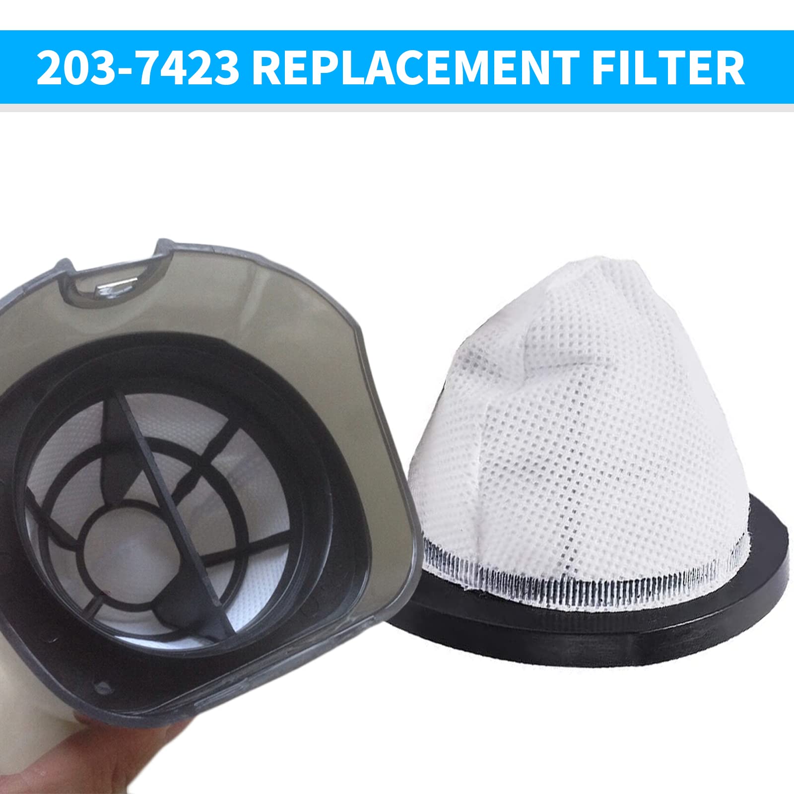 Bissell 203-7423 Replacement Vacuum Filters (4-Pack) - Compatible with Bissell 3-in-1 Stick Lightweight Vacuum Cleaner - Perfect for Pet Hair, Dust, and Allergen Removal in Home Cleaning