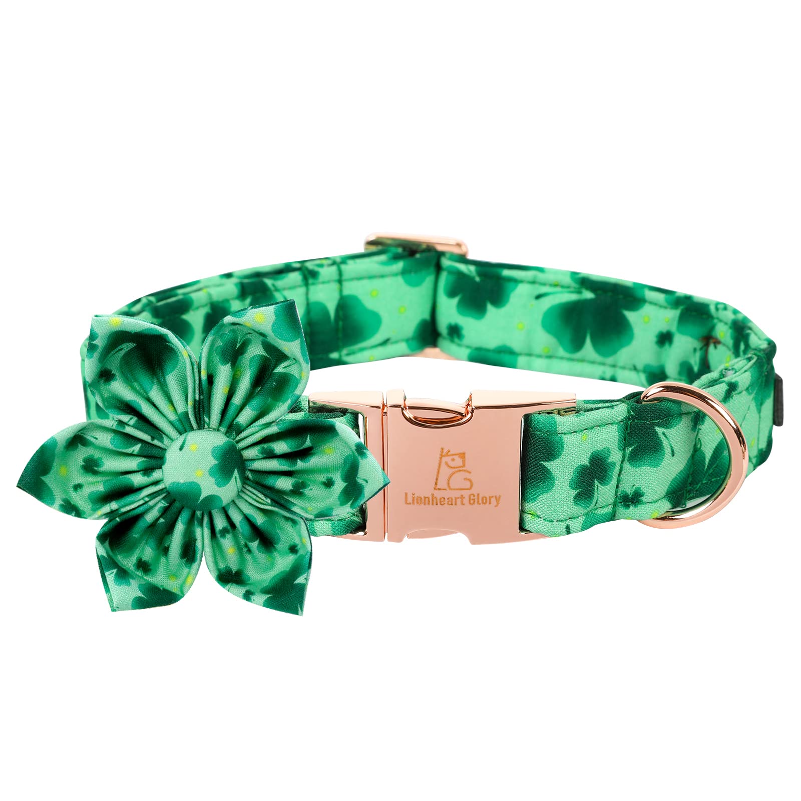 St. Patrick's Day Dog Collar with Floral Pattern - Adjustable Pet Collar for Large Dogs | Cute Flower Design for Irish-Themed Pet Parties & Outdoor Walks