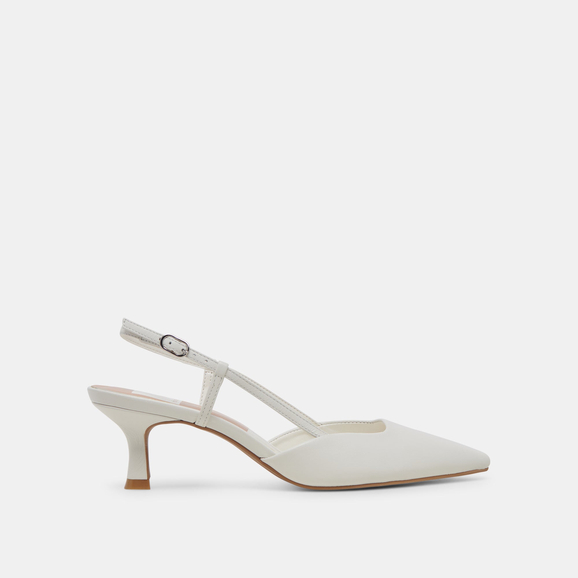 ODELA Women's White Leather Heels - Elegant High Heel Pumps for Office, Party & Wedding - Comfortable Dress Shoes for Women