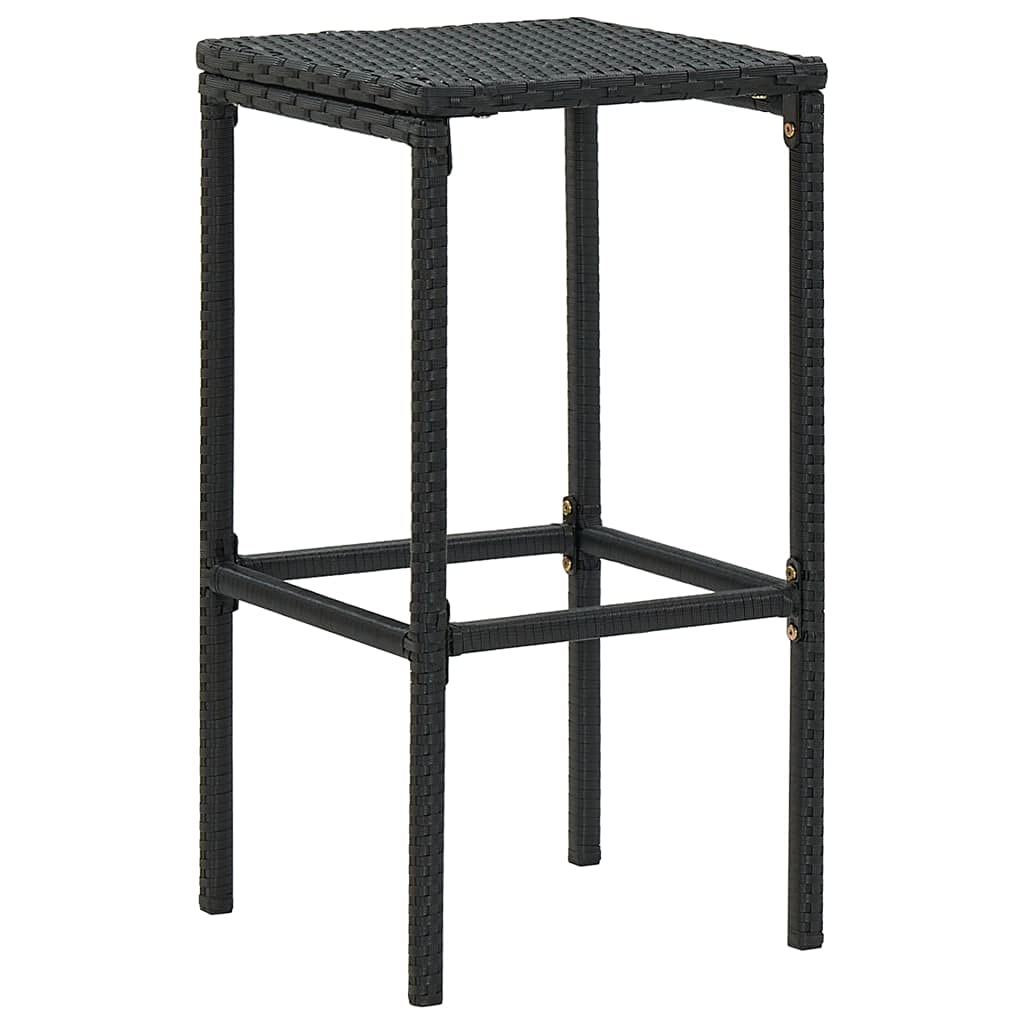 3-Piece Black Poly Rattan Bar Stool Set with Cushions - Counter Height Stools for Kitchen, Patio & Outdoor Dining - Fast Shipping