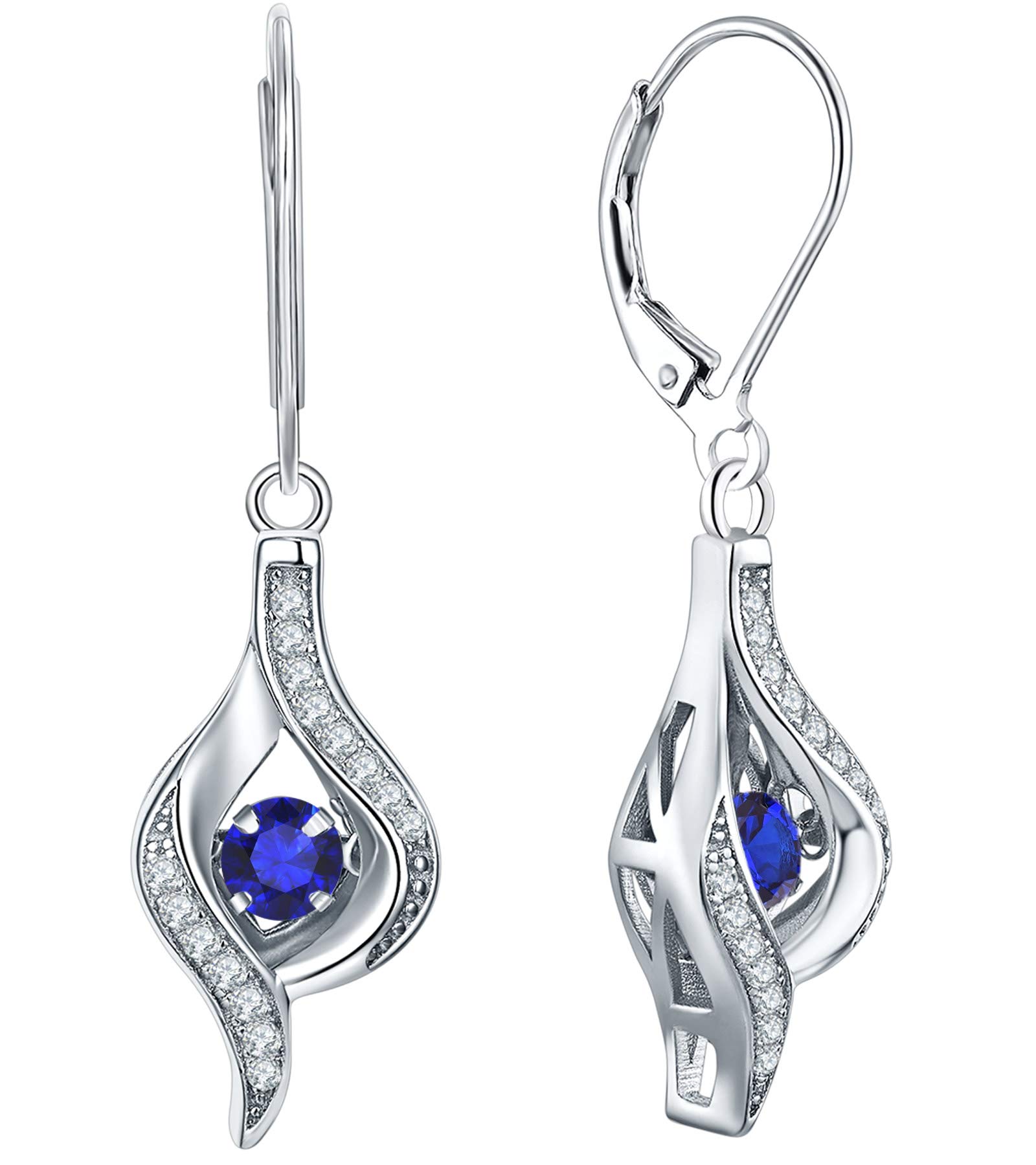 925 Sterling Silver Halo Dangle Earrings with Birthstone | Elegant Women's Jewelry Gift for Birthday, Anniversary & Special Occasions
