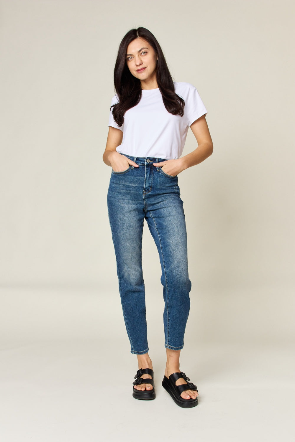 Judy Blue High Waist Tummy Control Slimming Jeans for Women - Comfortable Stretch Denim Pants for Everyday Wear & Casual Outfits