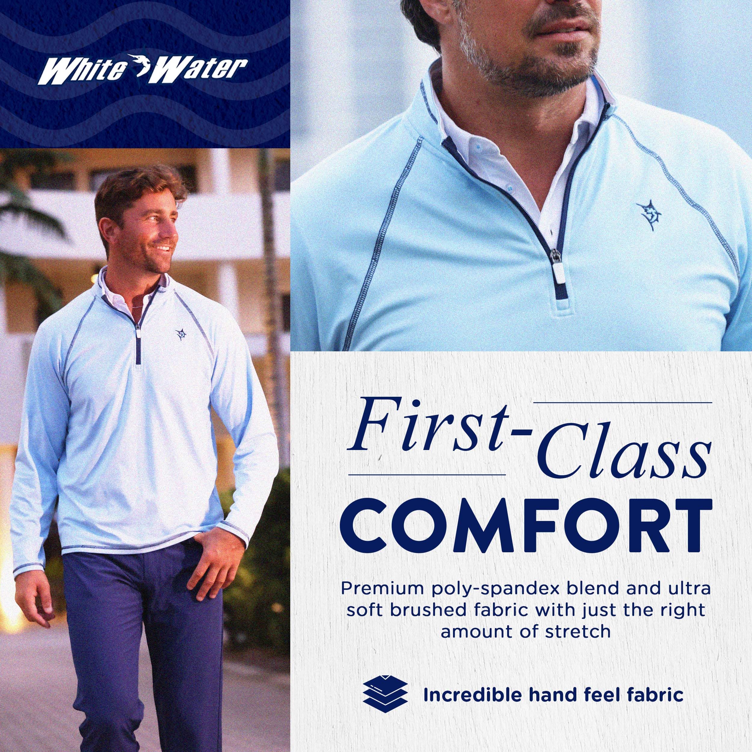 White Water New Harbor Performance 1/4 Zip Pullover - Lightweight Quick-Dry Athletic Fleece Jacket for Men - Perfect for Hiking, Running & Outdoor Activities