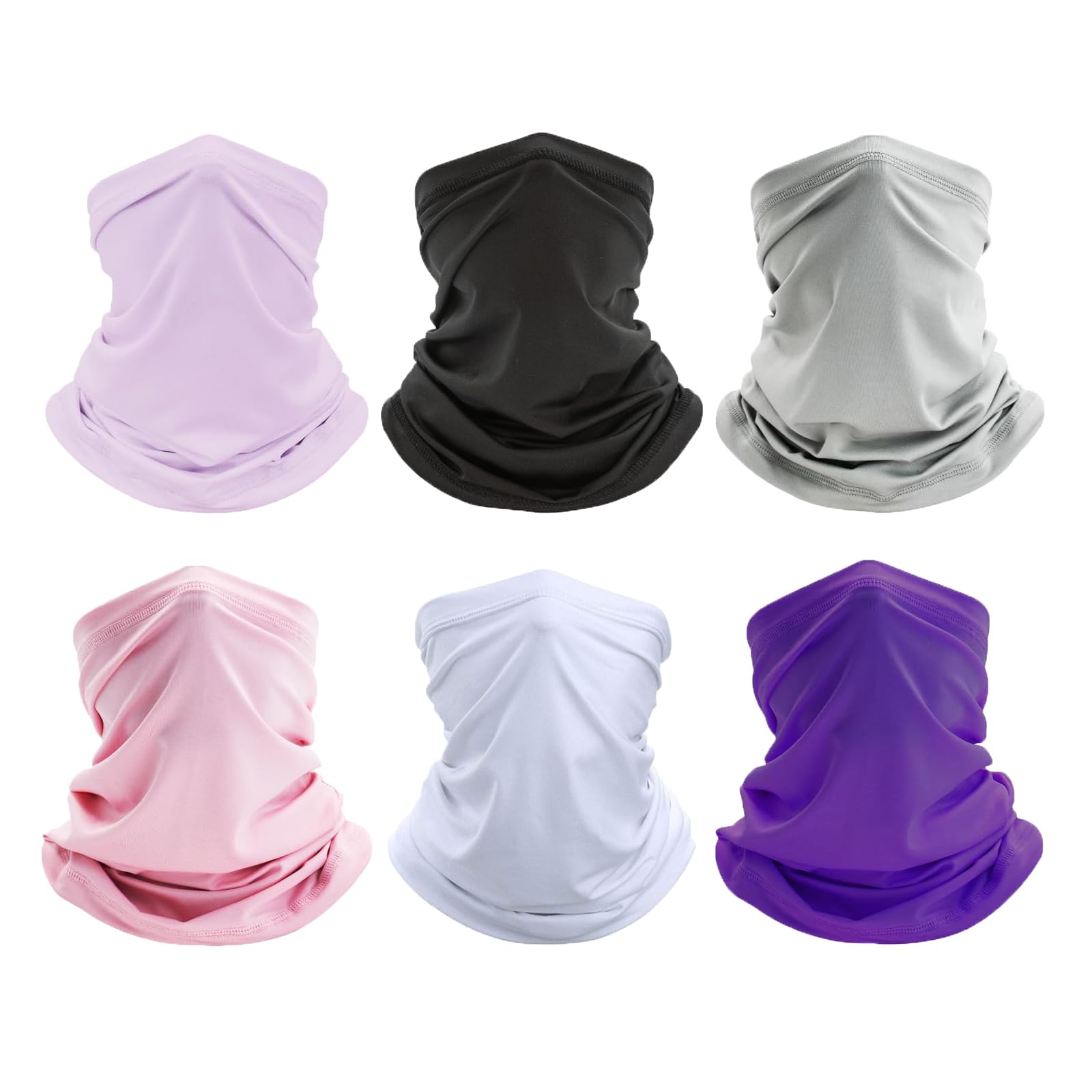 6 Pack Cooling Neck Gaiter Bandana Face Mask - Breathable Ski Neck Scarf & Balaclava for Outdoor Sports, Hiking, Cycling, and Winter Activities