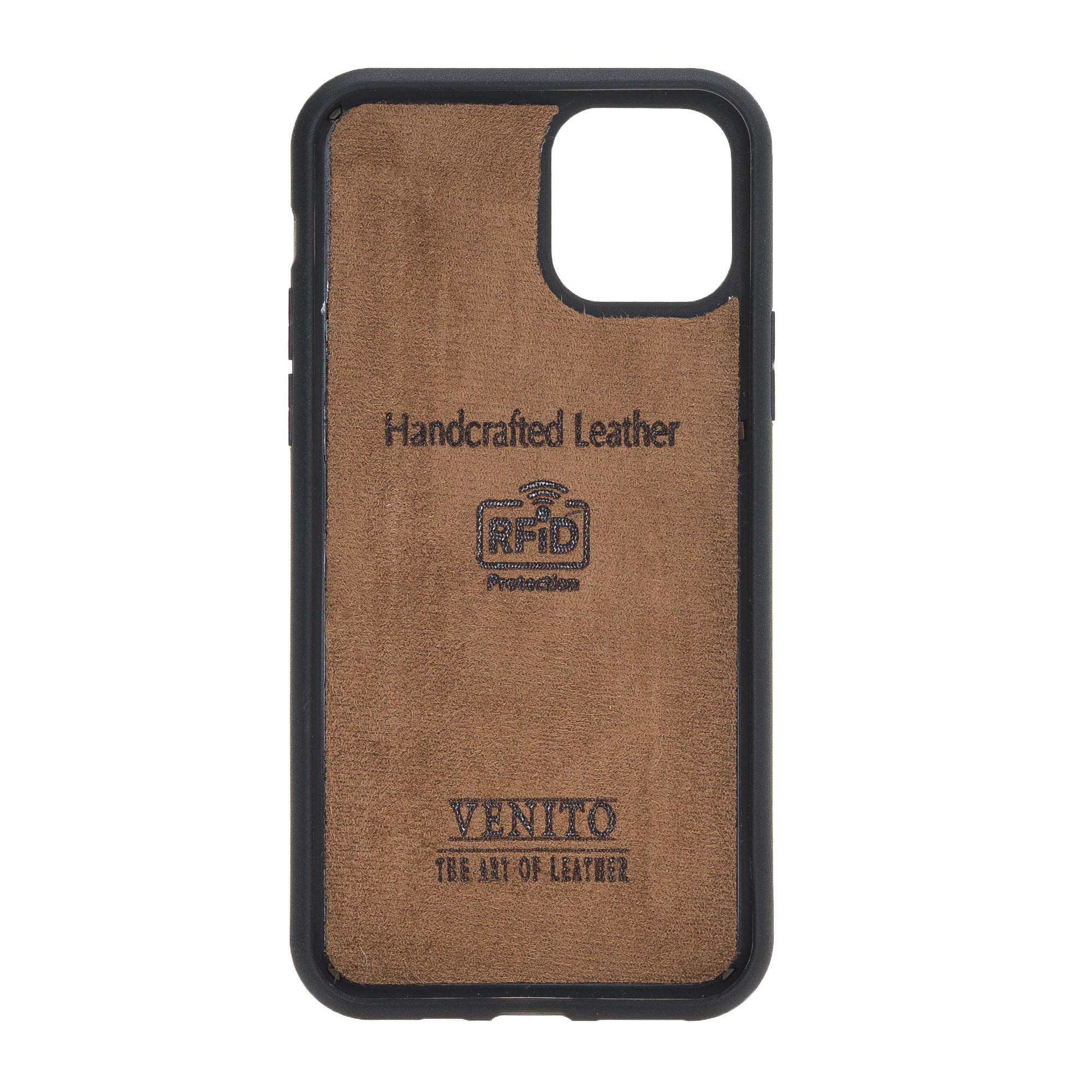 Venito Capri Genuine Leather Wallet Case for iPhone 11 Pro (5.8 inch) - RFID Blocking Protection & Padded Back Cover - Antique Brown - Perfect for Everyday Use & Travel Security