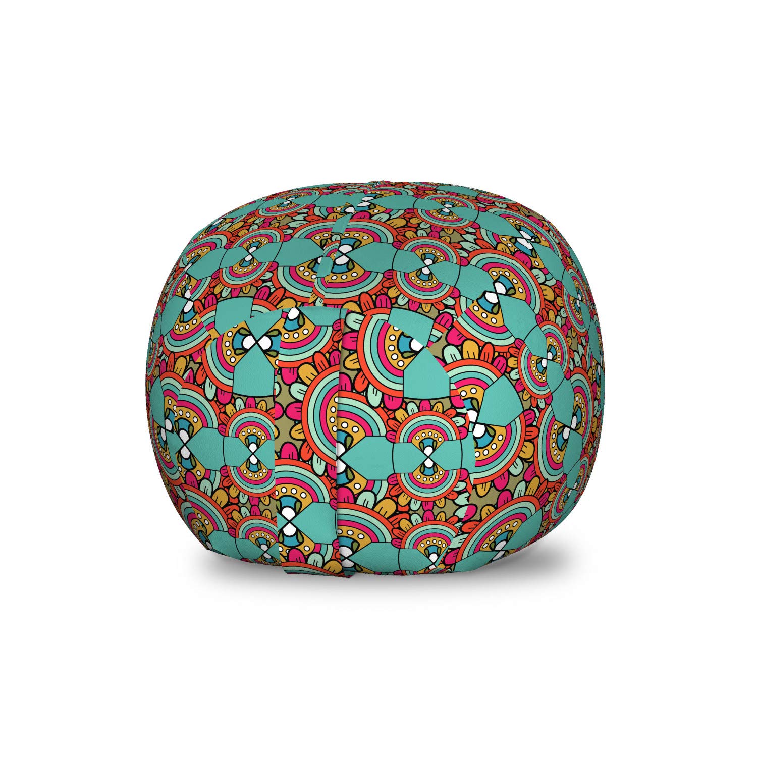 Ambesonne Tribal Storage Toy Bag Chair - Ethnic Abstract Pattern Art, Washable Stuffed Animal Organizer, Small Size Seafoam Magenta - Perfect for Kids' Room, Playroom & Nursery Organization