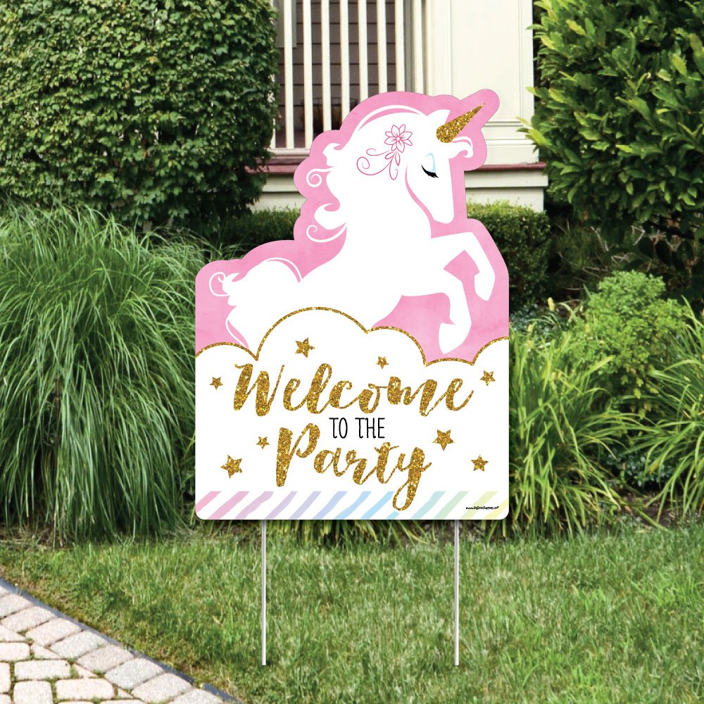 Rainbow Unicorn Party Decorations - Magical Unicorn Baby Shower & Birthday Party Welcome Yard Sign - Big Dot of Happiness | Perfect for Outdoor Celebrations, Gender Reveals & Kids' Birthday Decor