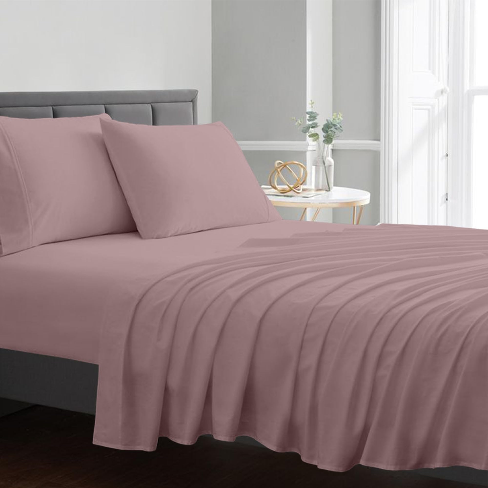 Luxury 1000 Thread Count Egyptian Cotton Sheets 4-Piece Set - Full Size, Blush, 17