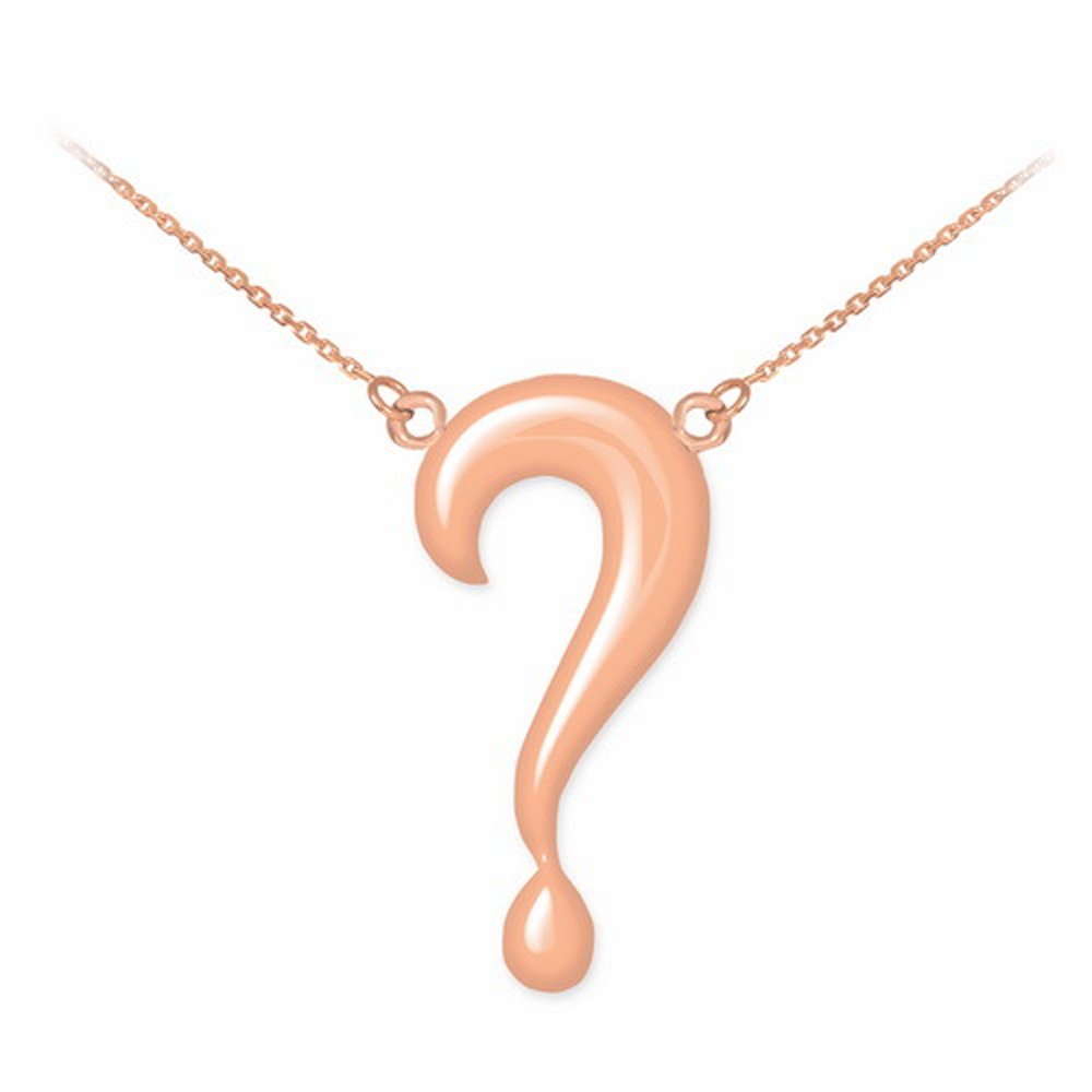 14K Rose Gold High Polish Charm Question Mark Pendant Necklace for Women - Dainty Layering Jewelry, Gift for Her, Birthday, Anniversary, Graduation