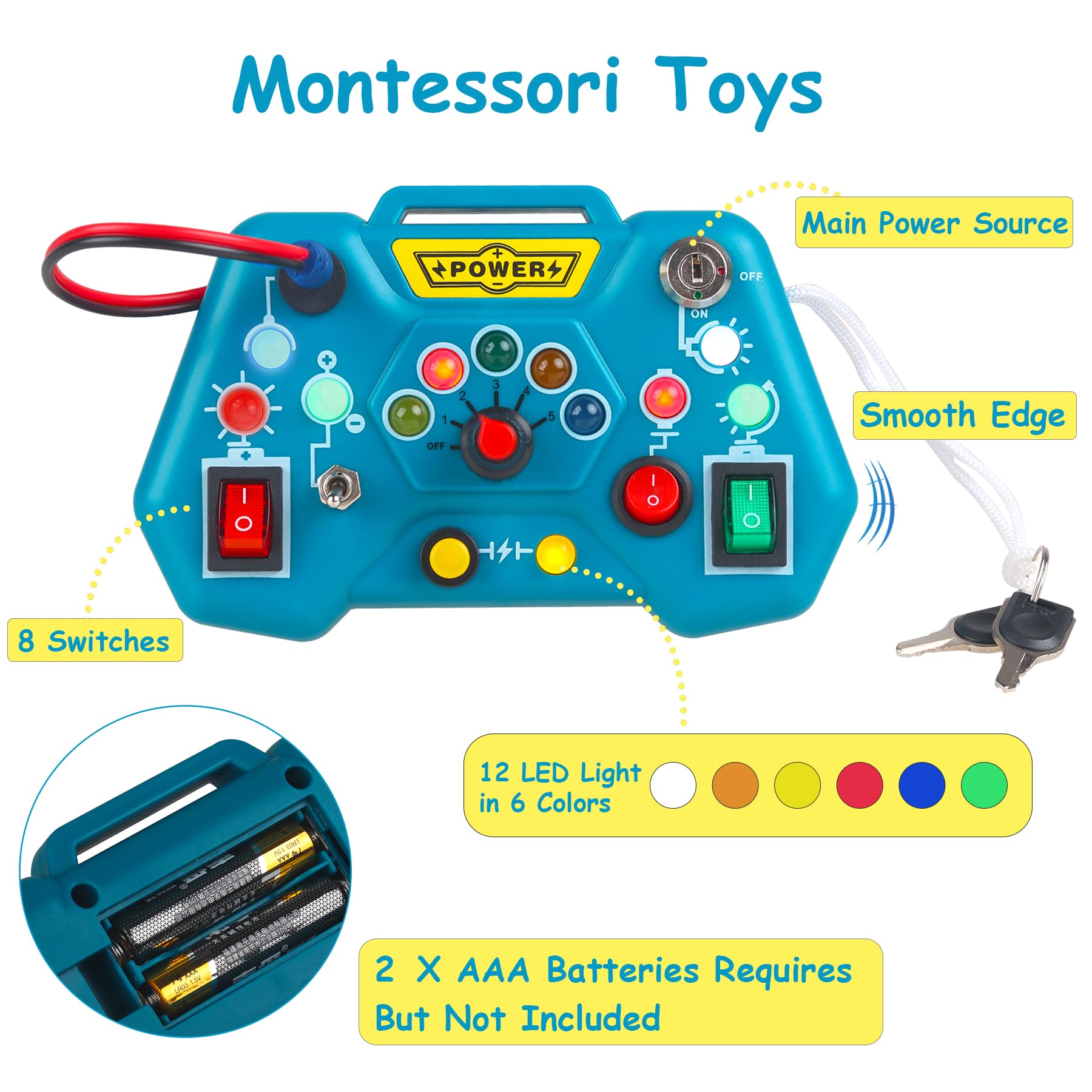 Montessori Busy Board Toys for Toddlers 1-3 Years Old - Sensory Learning Toys for Autism & Early Education - Travel Activity Board for 12-18 Month Baby Boys & Girls - Perfect Birthday Gift & Airplane Car Play Toy