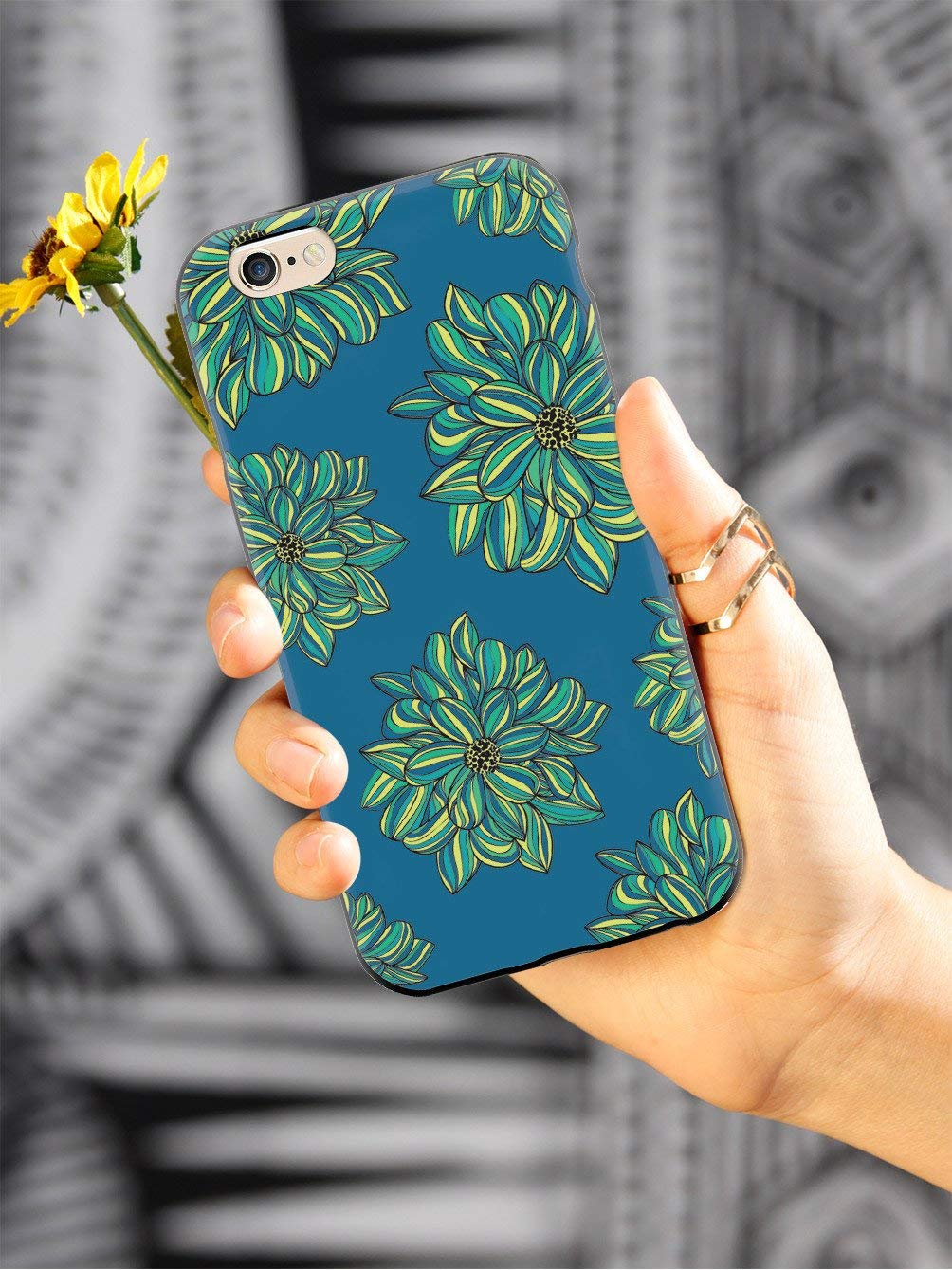 Inspired Cases - iPhone 8 Case with 3D Textured Protection - Blue Floral Design Phone Cover for Apple iPhone 8 - Perfect for Everyday Use, Work & Travel