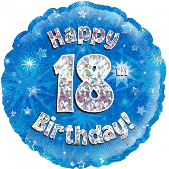 Blue Holographic Milestone Birthday Foil Balloons - Perfect for 30th, 40th, 50th Birthday Parties & Anniversary Celebrations