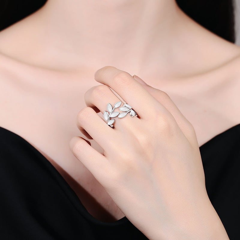 Gold Silver Olive Leaf Vine Ring HR619 - Elegant Handmade Jewelry for Women, Perfect for Weddings, Parties & Everyday Wear