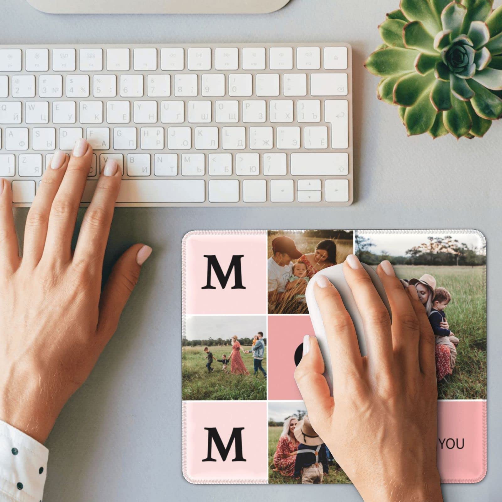 Custom Photo Mouse Pad 11.8x9.8 Inches - Personalized Collage Mouse Mat with Text for Gaming & Office - Unique Gift for Mom, Mother's Day, Birthday - Perfect for Home & Office Workspace