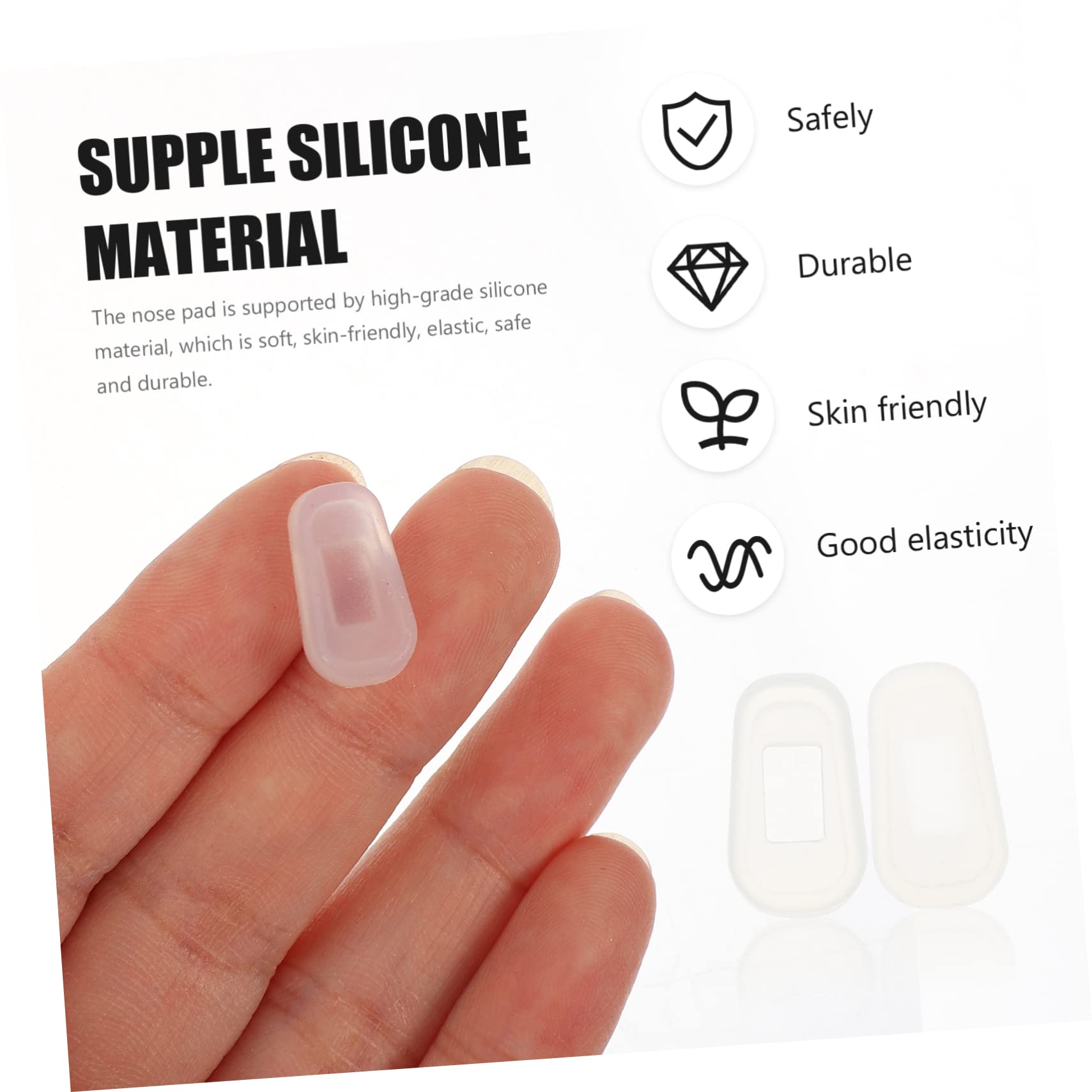 Healeved 60 Pairs Silicone Nose Pads for Glasses - Soft Gel Replacement Nose Pads for Eyewear Accessories - White Anti-Slip Comfort Nose Cushions - Perfect for Reading, Driving & Daily Use