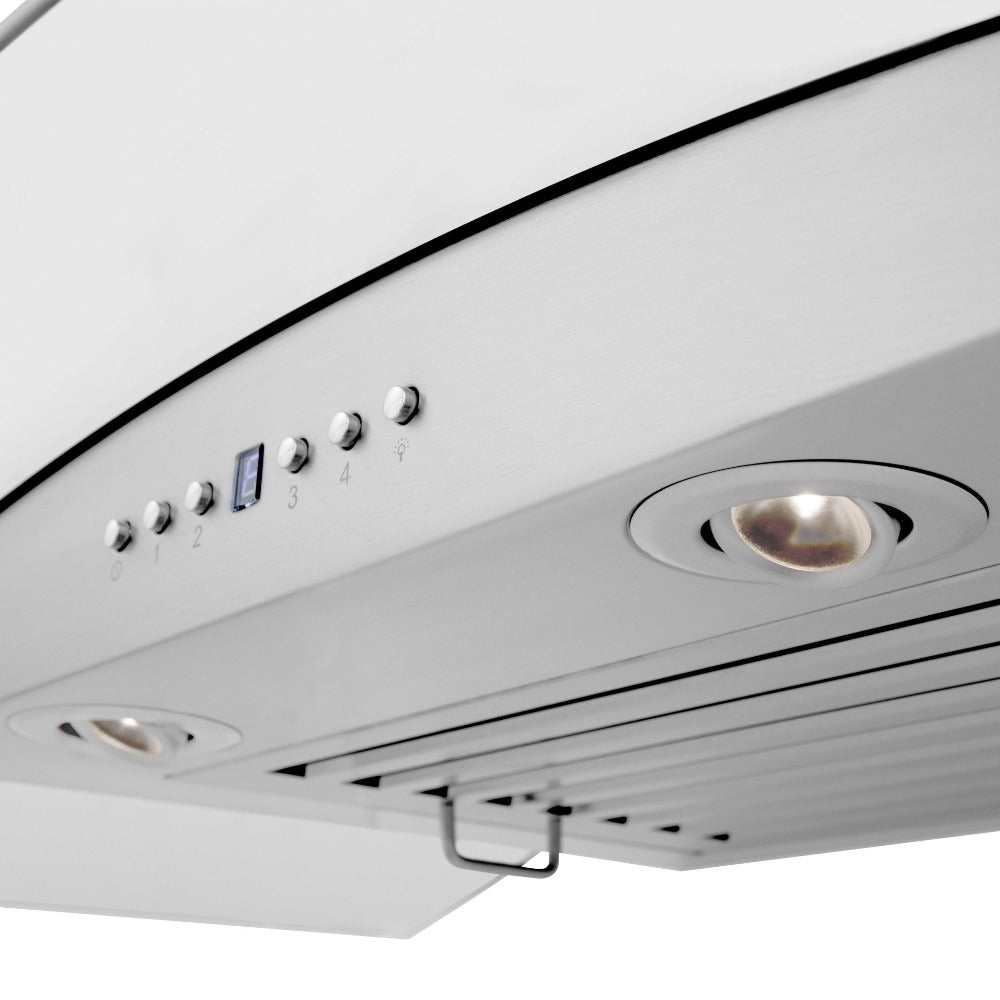 ZLINE Stainless Steel Wall Mount Range Hood with Built-in CrownSound Bluetooth Speakers (KZCRN BT) - Perfect for Modern Kitchens & Open-Concept Living Spaces