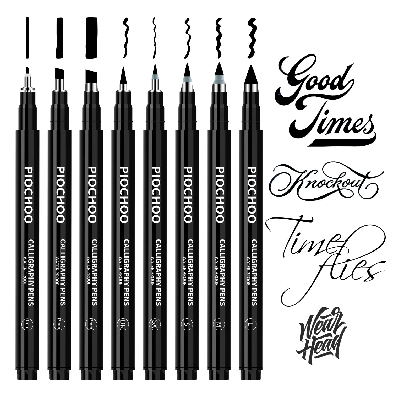 8-Size Calligraphy Pen Set for Beginners - Brush Lettering Pens for Handwriting, Art & DIY Projects - Perfect for Journaling, Scrapbooking & Calligraphy Practice