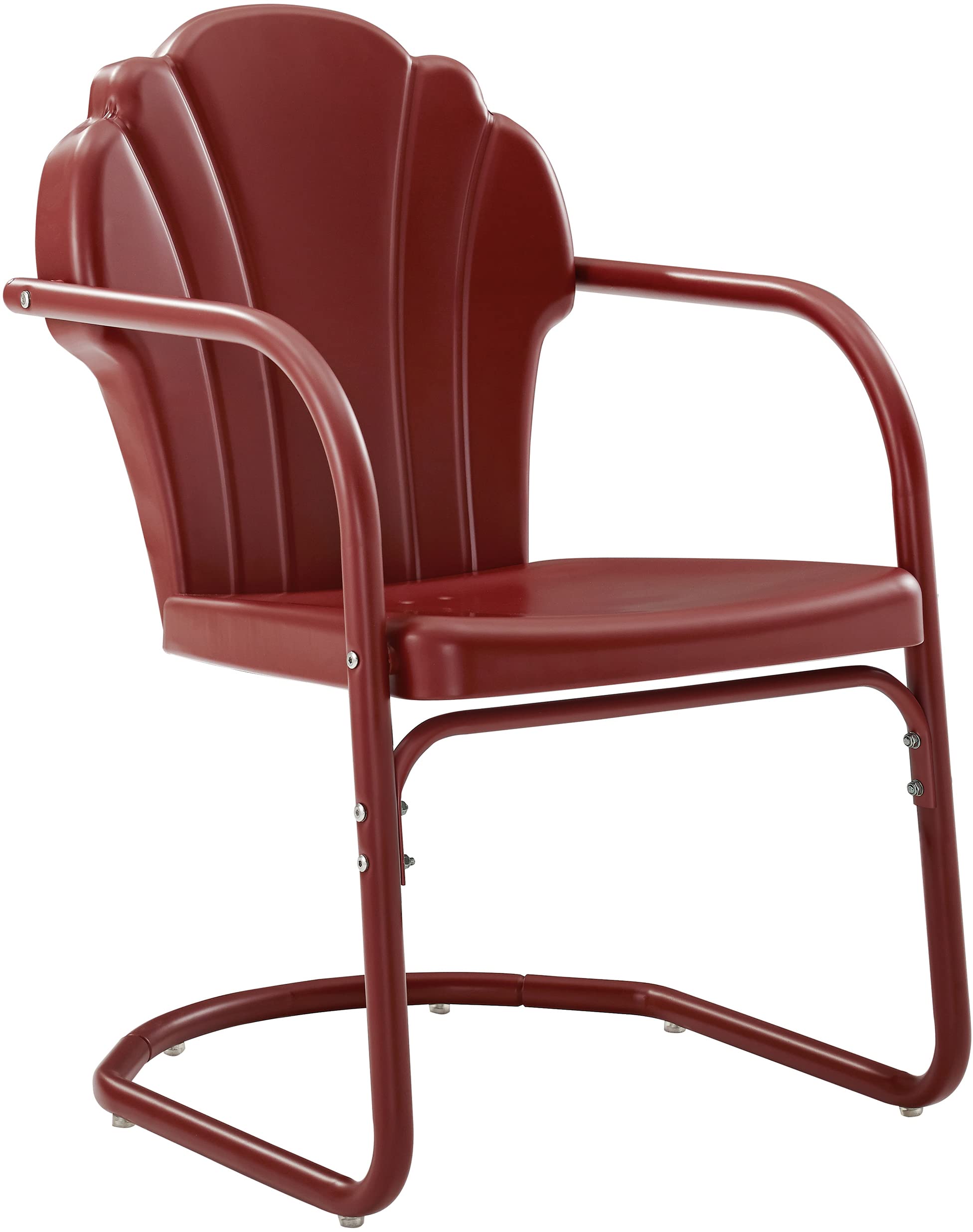 Vintage Style Crosley Tulip 2-Piece Outdoor Metal Chair Set - Retro Patio Dining Chairs for Porch, Deck, Balcony & Garden - Dark Red Satin Finish - Perfect for Outdoor Entertaining & Relaxation