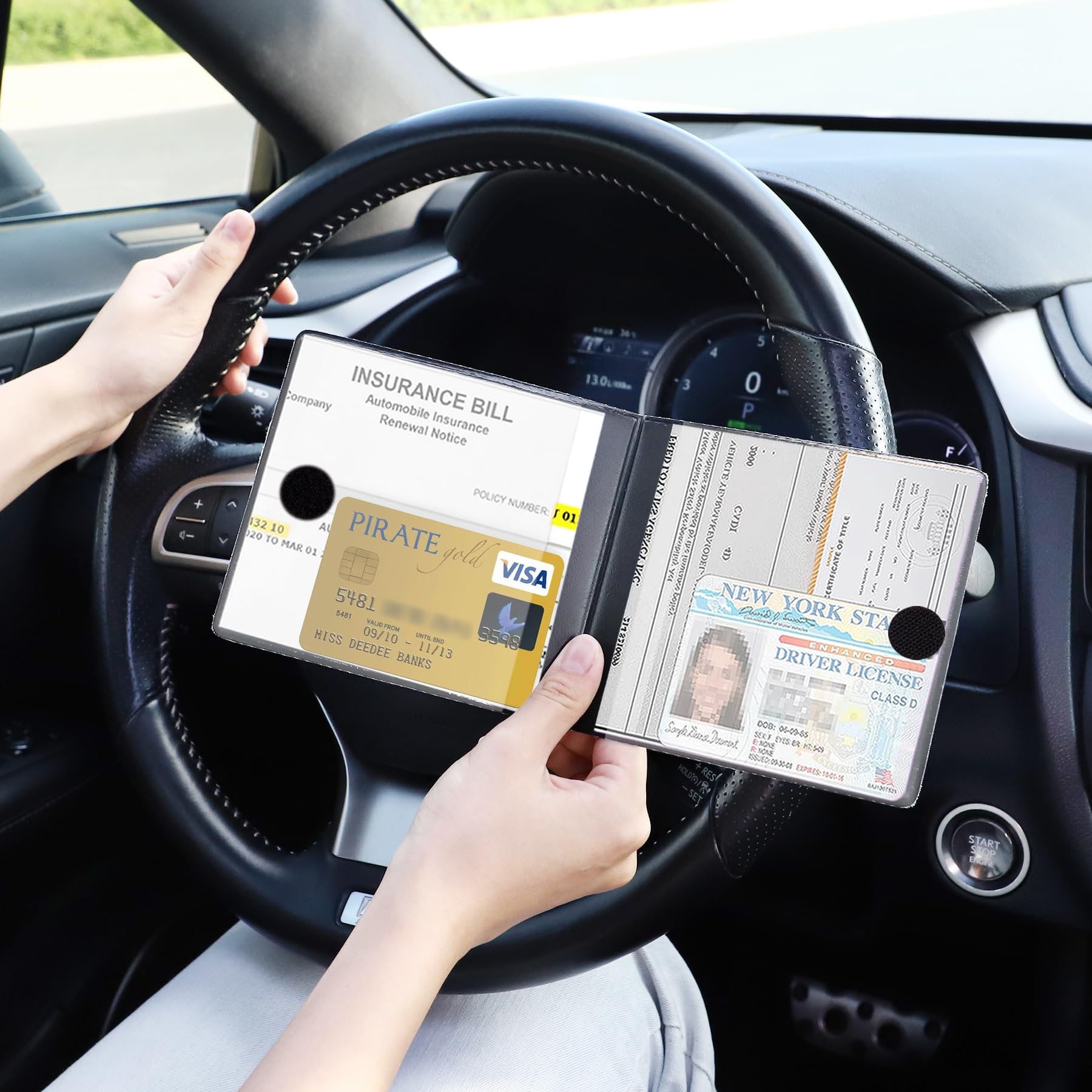 UYYE 2 Pack Car Registration & Insurance Card Holder - Vehicle Glove Box Organizer, Interior Accessories for Documents, Cards, License - Perfect for Road Trips & Daily Commutes