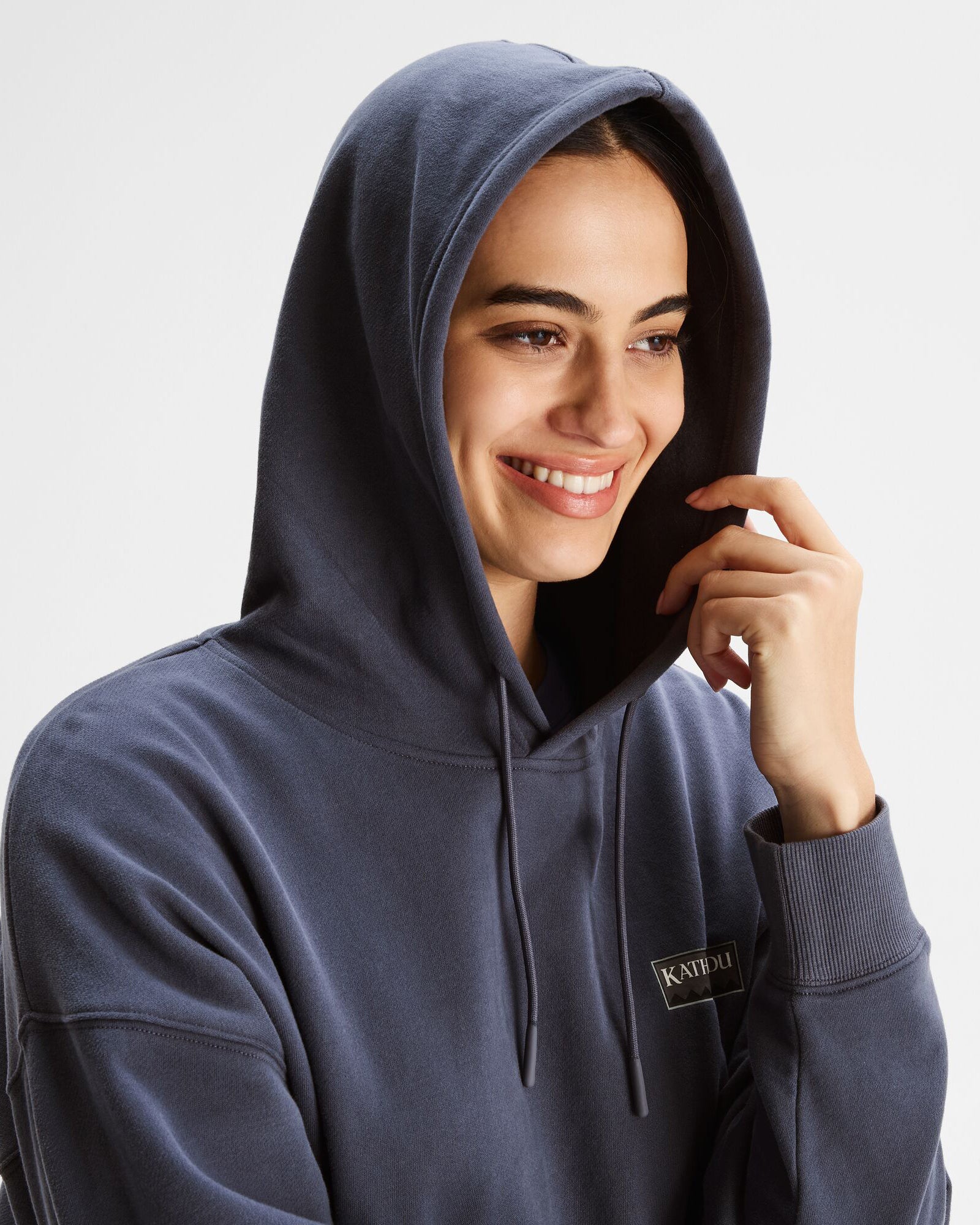 Heritage Logo Women's Slouchy Lightweight Hoodie - Mid Navy | Cozy Casual Wear for Everyday Comfort & Style