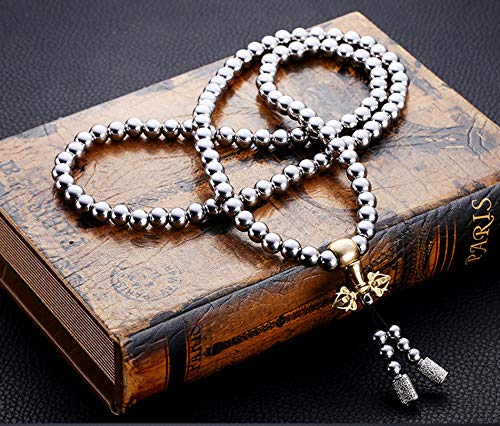 Stainless Steel Cross Necklace for Men - 108 Buddha Beads Chain with Adjustable Length | Perfect for Meditation, Yoga, Fashion Accessories & Spiritual Gifts