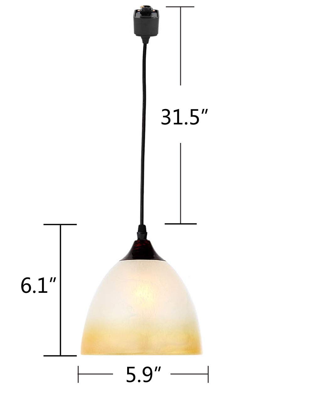 Kiven 3-Pack H-Type Dimmable Track Light Fixtures with Bowl Glass Shade - Modern Pendant Lighting for Kitchen, Living Room, and Retail Stores