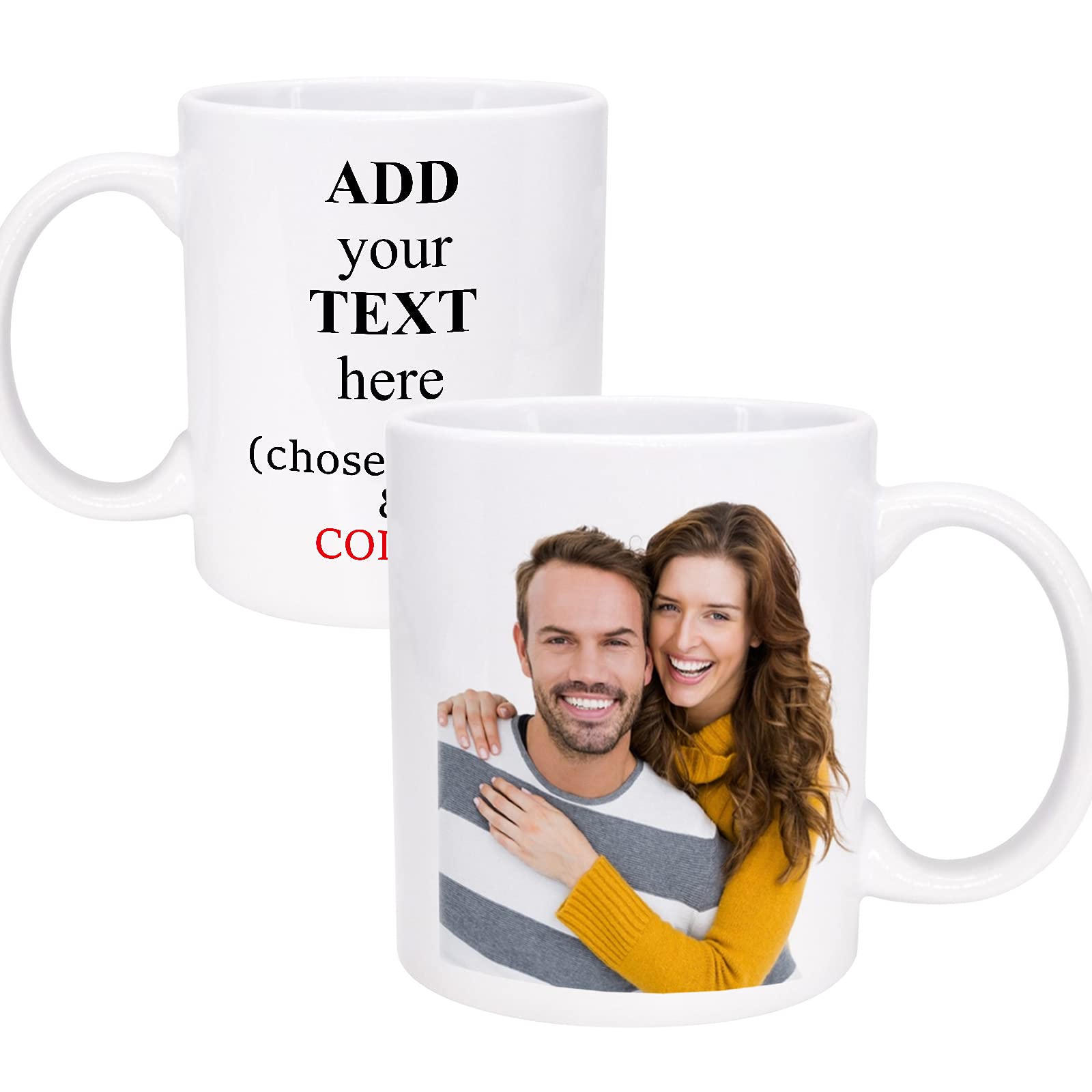 Personalized Couple Coffee Mug - Custom Photo & Text Gift for Anniversary, Birthday, Christmas - Perfect for Him & Her