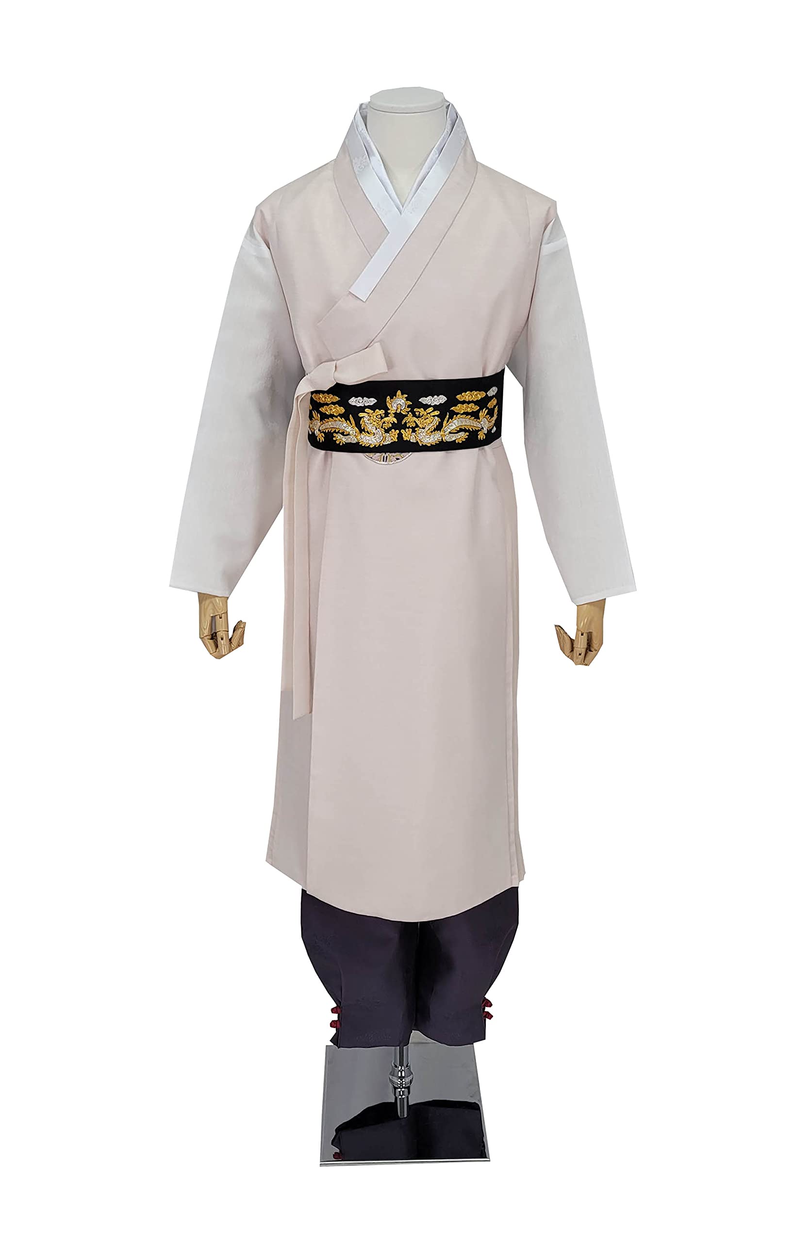Custom-Made Men's Korean Traditional Hanbok King Design Wedding Ceremony Costume - Beige Royal Groom Attire for Asian Cultural Events, Photos & Special Occasions