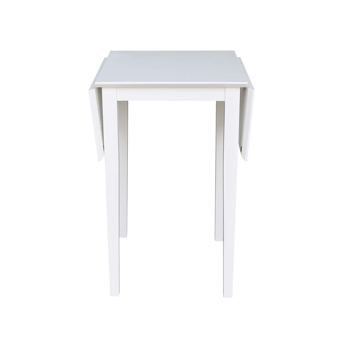 IC International Concepts Solid Wood Small Drop Leaf Dining Table - Real Parawood, Sturdy & Durable - Perfect for Small Spaces, Apartments, Breakfast Nooks & Cozy Dining Areas