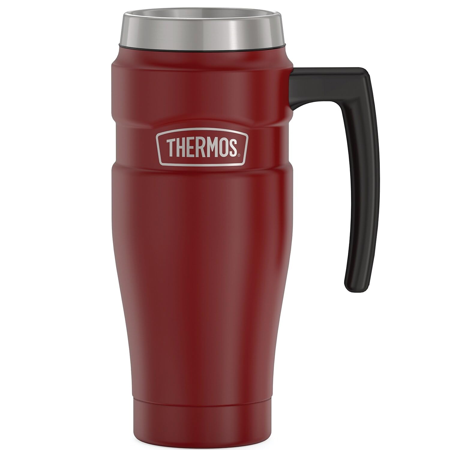 THERMOS Stainless King 16oz Vacuum-Insulated Travel Mug - Rustic Red - Keeps Drinks Hot/Cold for Hours - Perfect for Commuting, Camping & Office Use