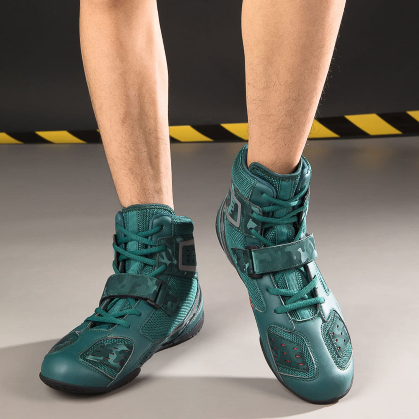Men's Lightweight Boxing Shoes for Training & Sparring - Ankle Support Wrestling Boots for Squats & Workouts - Green Size 9 | Perfect for Boxing Gyms, MMA Training & Fitness Workouts