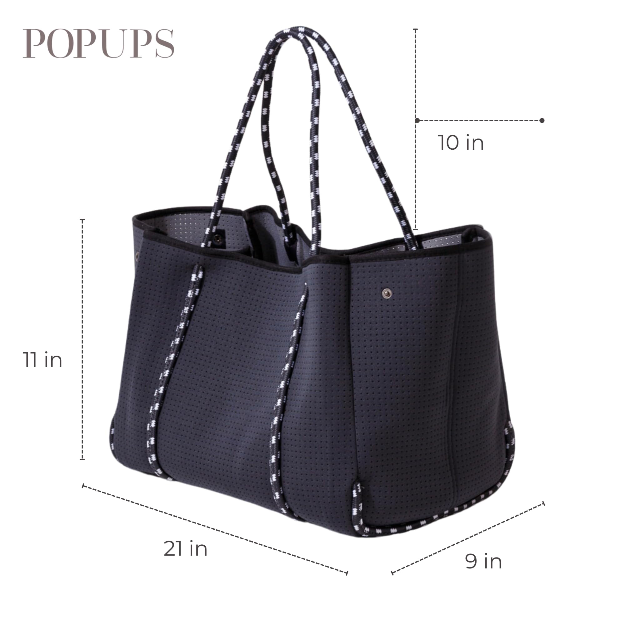 Stylish Large Neoprene Tote Bag for Women - Waterproof Designer Handbag with Multiple Pockets & Zipper Pouch - Perfect for Work, Travel, Beach & Gym Essentials