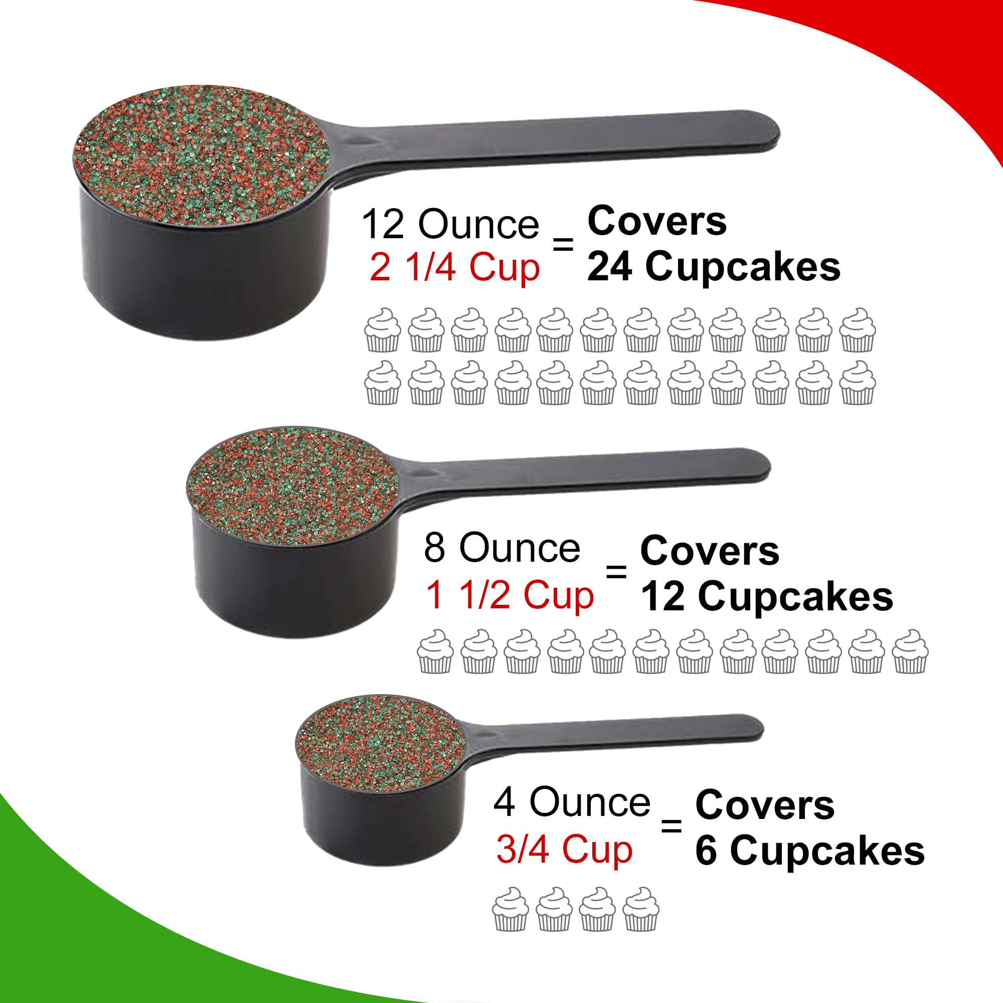 Festive Christmas Sprinkles for Baking & Cake Decorating - Bulk Holiday Sprinkles Mix in Red & Green Sanding Sugar (4oz) - Perfect for Cookies, Cupcakes, Gingerbread Houses & Holiday Desserts