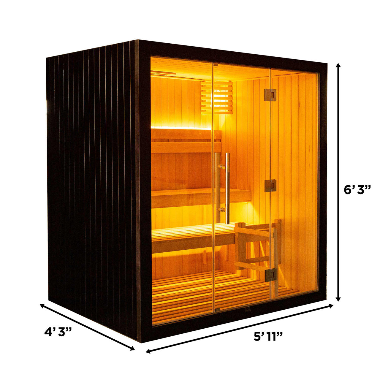 ALEKO Canadian Hemlock Traditional Indoor Sauna with 4.5kW UL Certified Harvia Electric Heater - 4 Person Home Spa for Relaxation & Detox