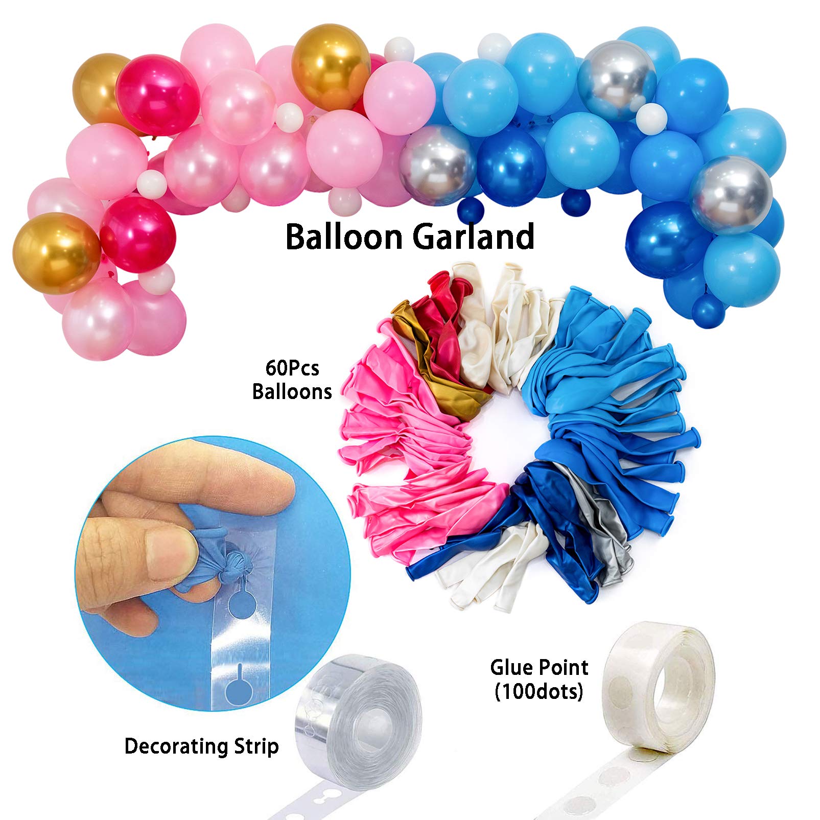 Gender Reveal Party Decorations Set - Pink & Blue Balloon Arch Garland Kit with Foil Balloons, Tassel Curtains & Backdrop Tools for Baby Shower, Birthday Celebrations & Photo Booth Decor