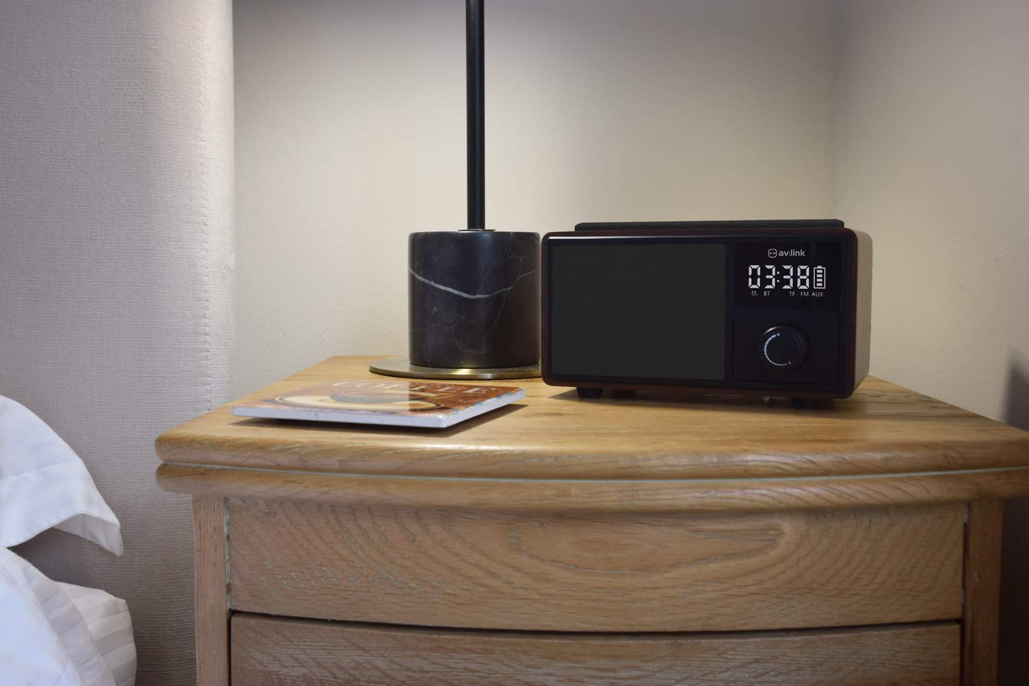 Portable Bluetooth Speaker with Alarm Clock, FM Radio & Wireless Charging - Perfect for Bedroom, Office, and Travel Use