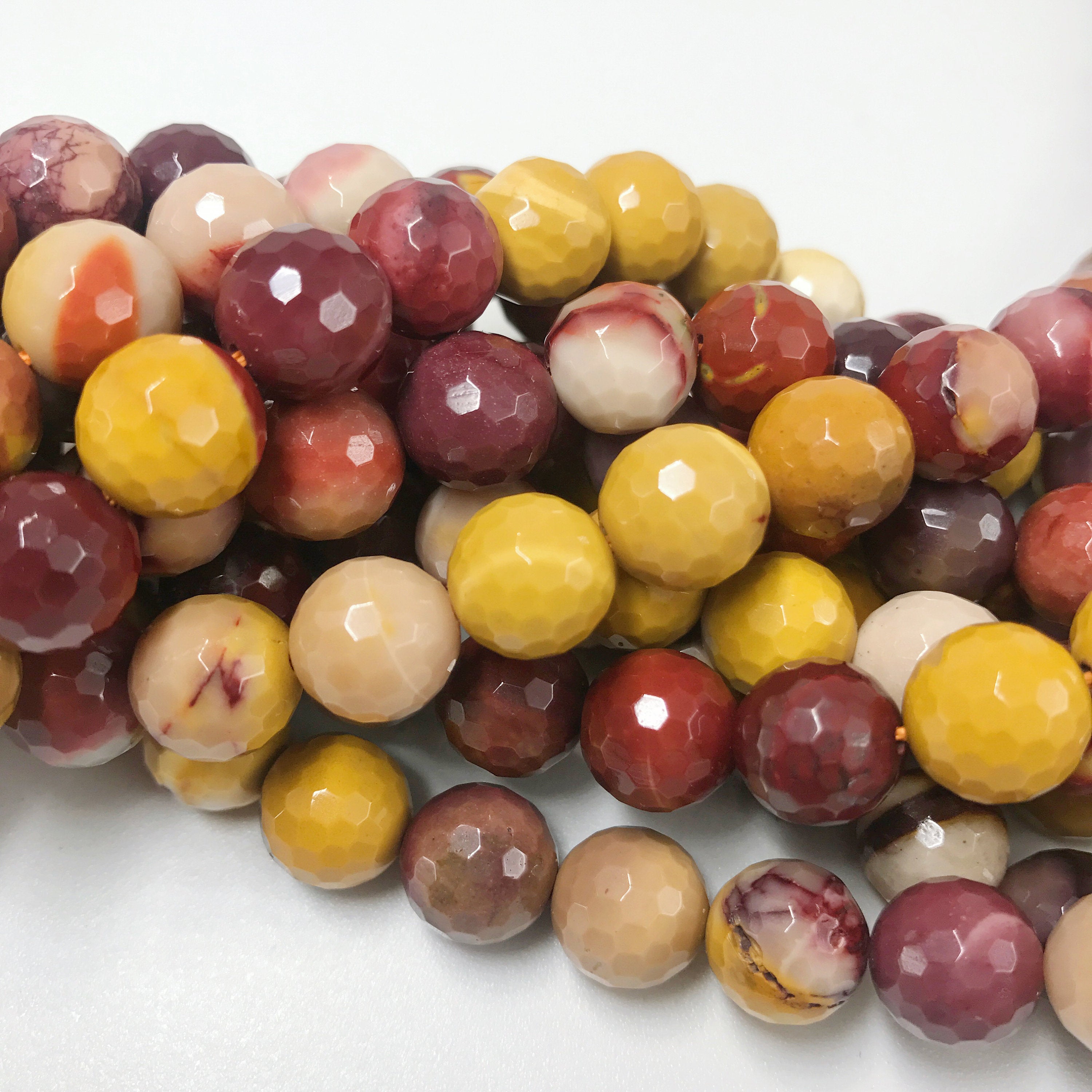 Natural Mookaite Jasper Faceted Round Beads - 3mm 4mm 6mm 8mm 10mm 15.5 Inch Strand - DIY Jewelry Making, Bracelets, Necklaces & Healing Crystal Crafts
