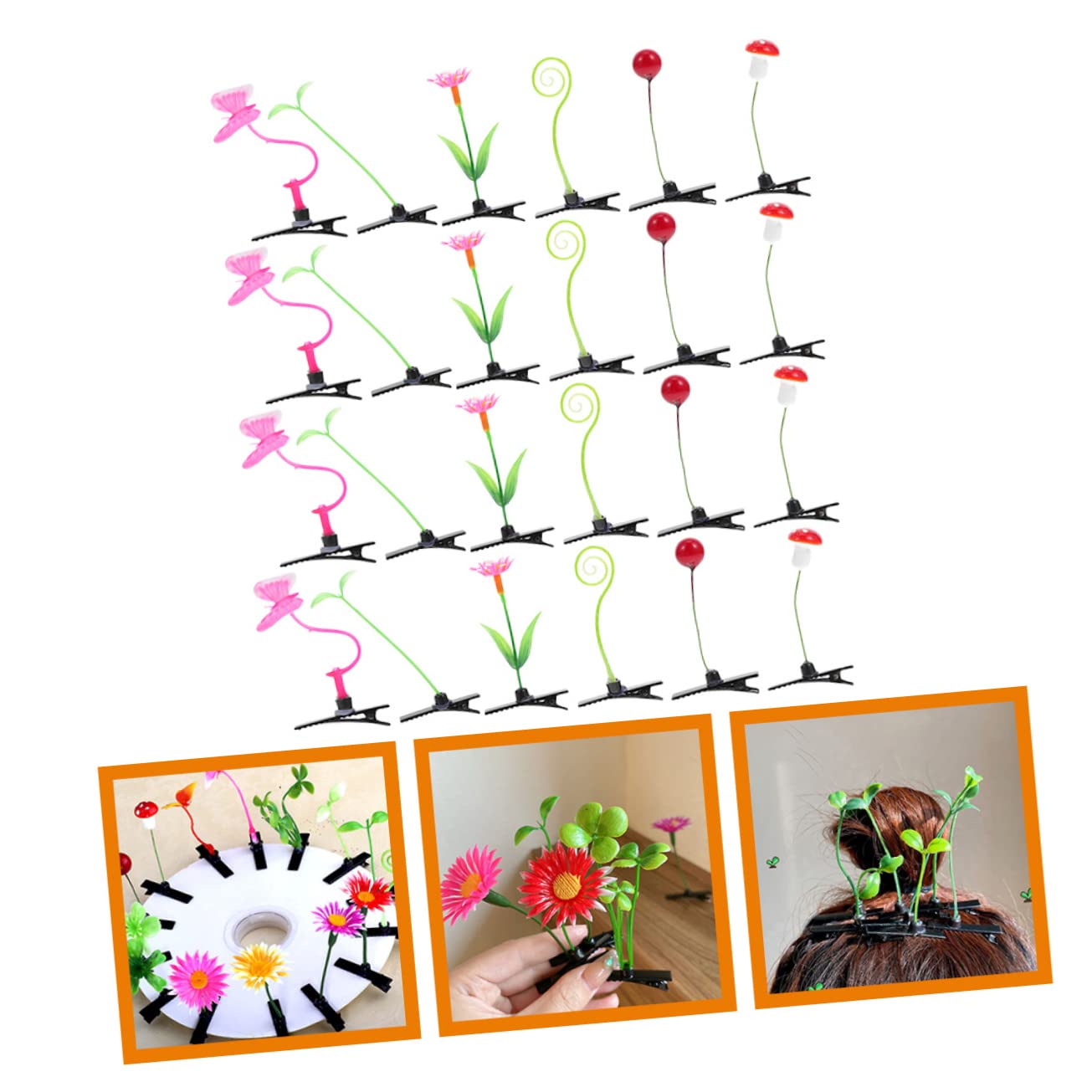 24pcs Kawaii Plant Hair Clips Set for Girls 8-12 | Cute Hair Accessories for School, Parties & Special Occasions | MERRYHAPY Hairpins for Daily Styling & Gifts