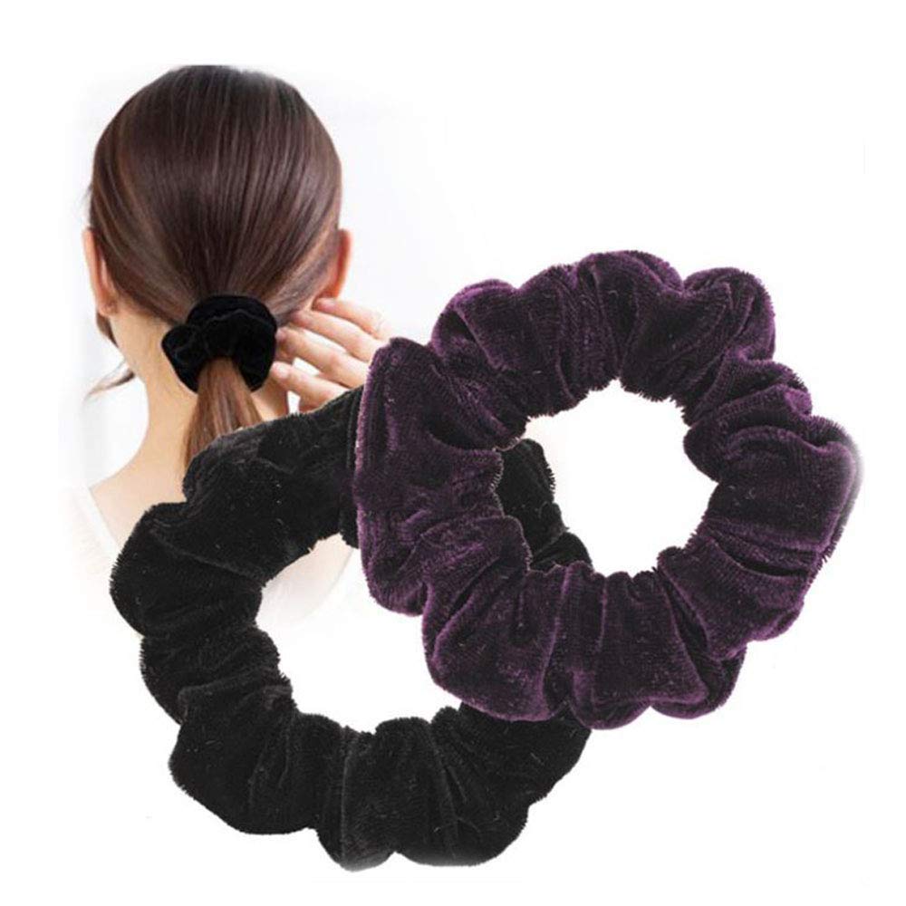 FAMEZA Soft Velvet Scrunchies - 10 Pack Stretchy Hair Bands for Women, Elastic Rubber Hair Ties in Multicolor | Perfect for Workouts, Office, and Everyday Hairstyles