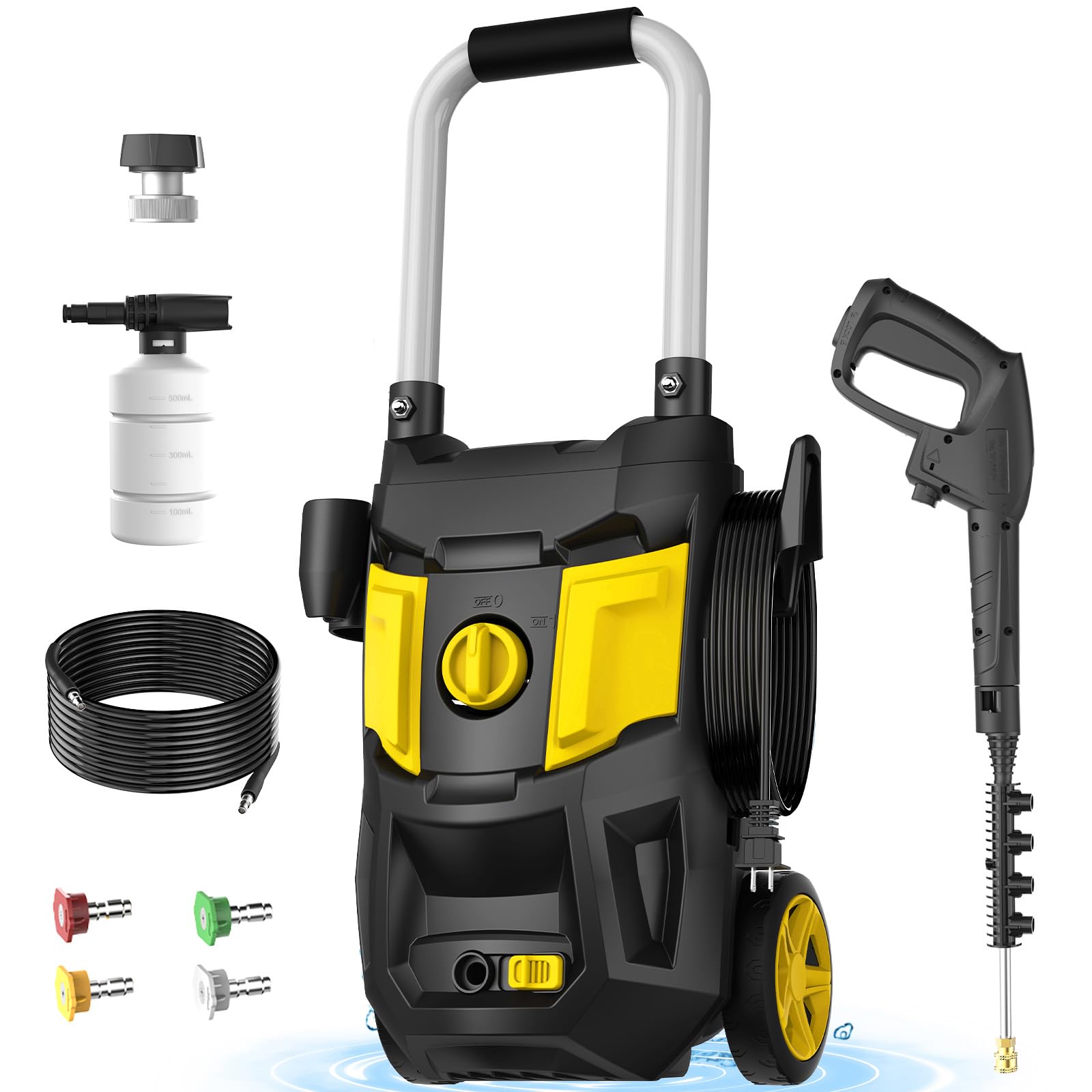 Buyplus 4500PSI Electric Pressure Washer - 2.8 GPM High Power Washer with 35FT Cord, 4 Nozzles & Soap Cannon - Ideal for Car Washing, Garden Cleaning, House & Yard Maintenance (Yellow)