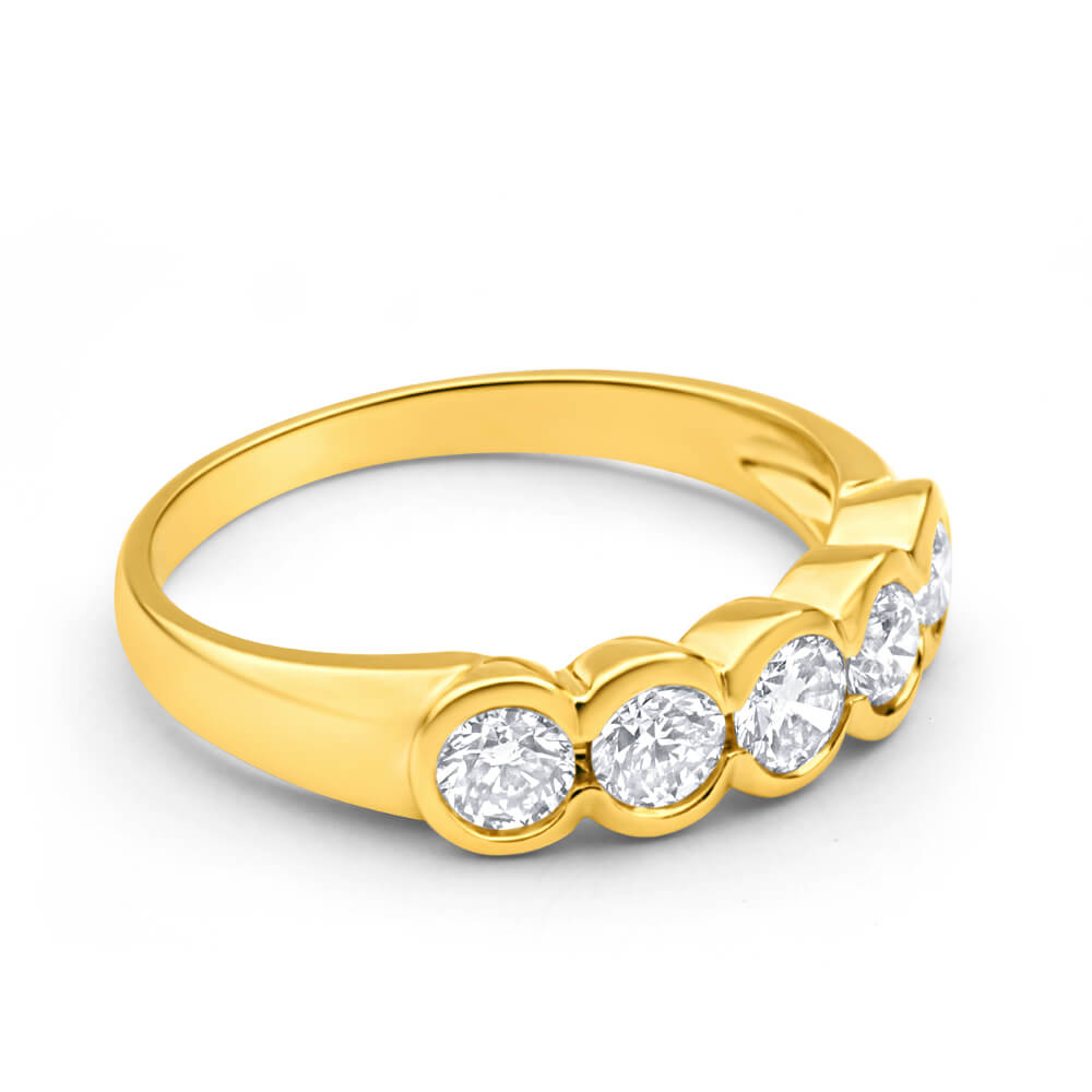 18ct Yellow Gold Diamond Ring - 1 Carat Bezel Set Round Cut Solitaire Engagement Ring for Women - Perfect for Weddings, Anniversaries & Special Occasions