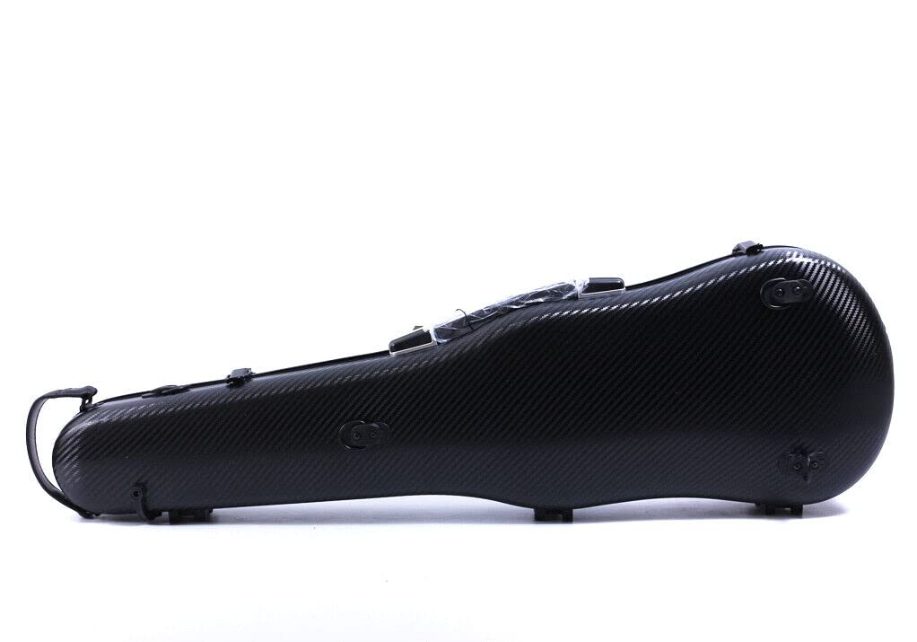 Premium 4/4 Full Size Violin Case - Carbon Fiber Hard Shell, Lightweight & Durable, Anti-Scratch Protection, Built-in Hygrometer, Backpack Design (Black) - Perfect for Travel, Performances & Professional Musicians