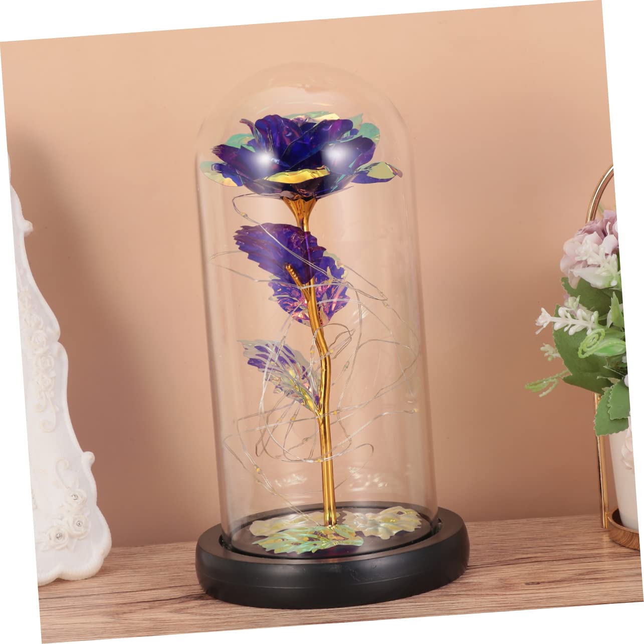 Yardenfun Eternal Flower Lamp - Glass Rose LED Night Light for Home Decor, Bedroom, Living Room, Romantic Gifts for Women