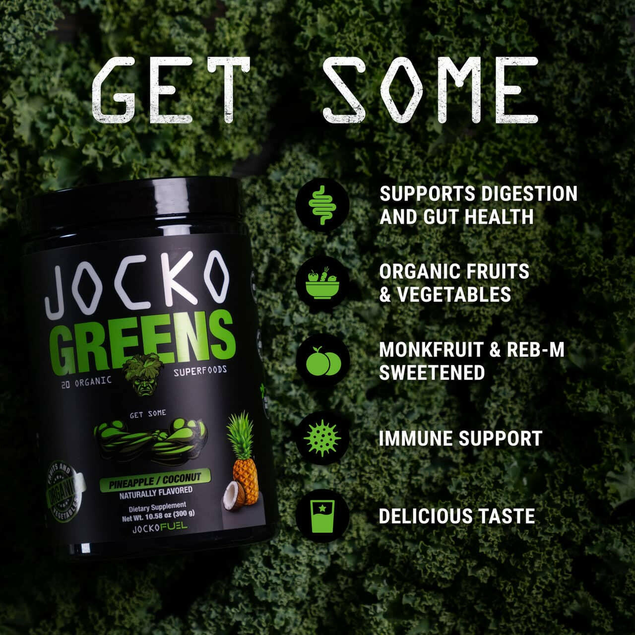 Jocko Greens Superfood Powder - Organic Greens Supplement for Energy & Immunity - Perfect for Smoothies, Shakes & Daily Nutrition Boost
