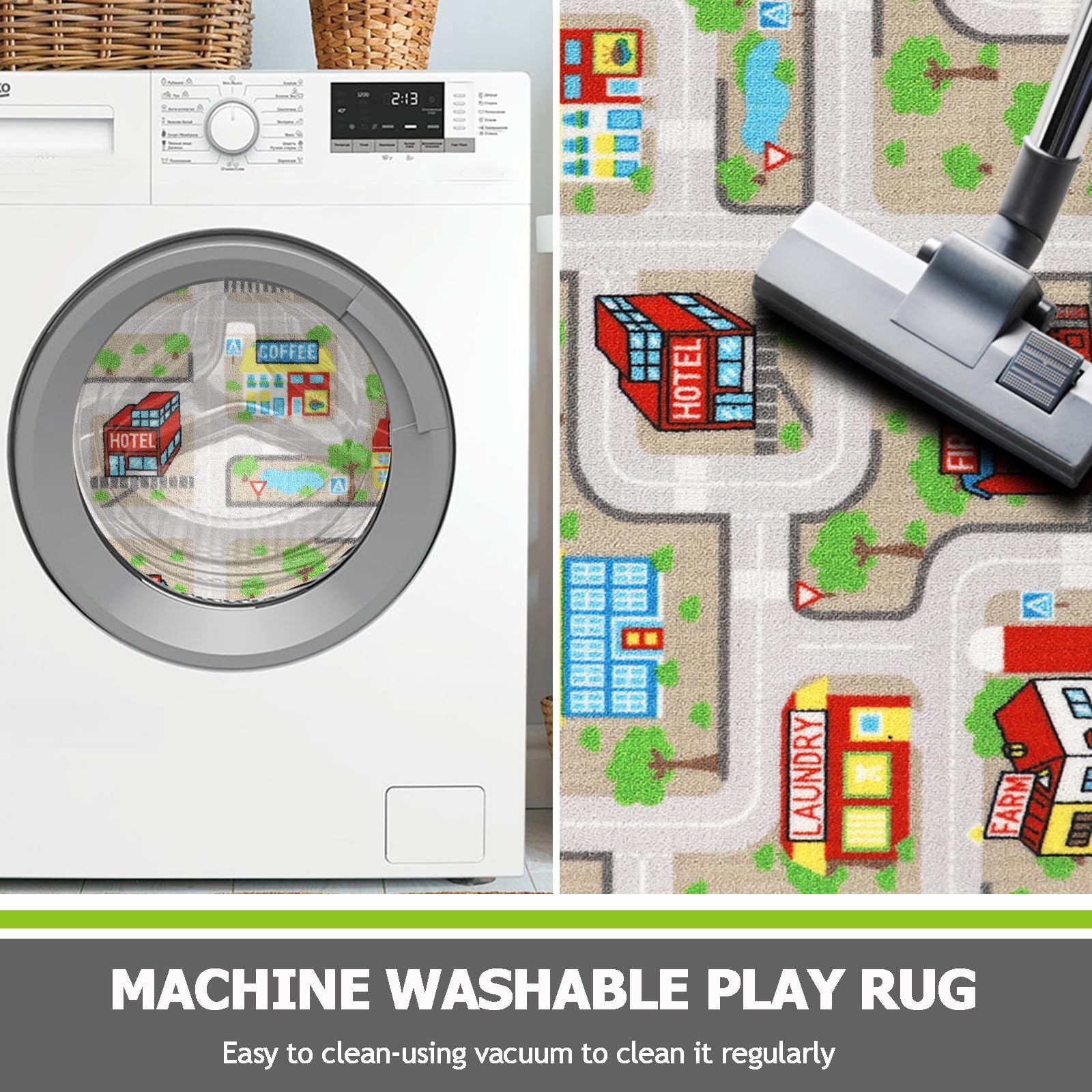 Washable Non-Slip 6.6' x 5' Kids Car Play Mat - Interactive City Road Rug for Toddlers | Durable Educational Playroom & Classroom Decor | Perfect for Bedroom, Playroom & Preschool Learning Activities