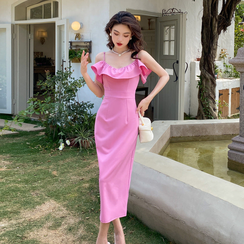 Fairy Pink Ruffles Spaghetti Strap Summer Dress for Women - Flowy Party & Beach Wear, Perfect for Weddings, Vacations and Date Nights