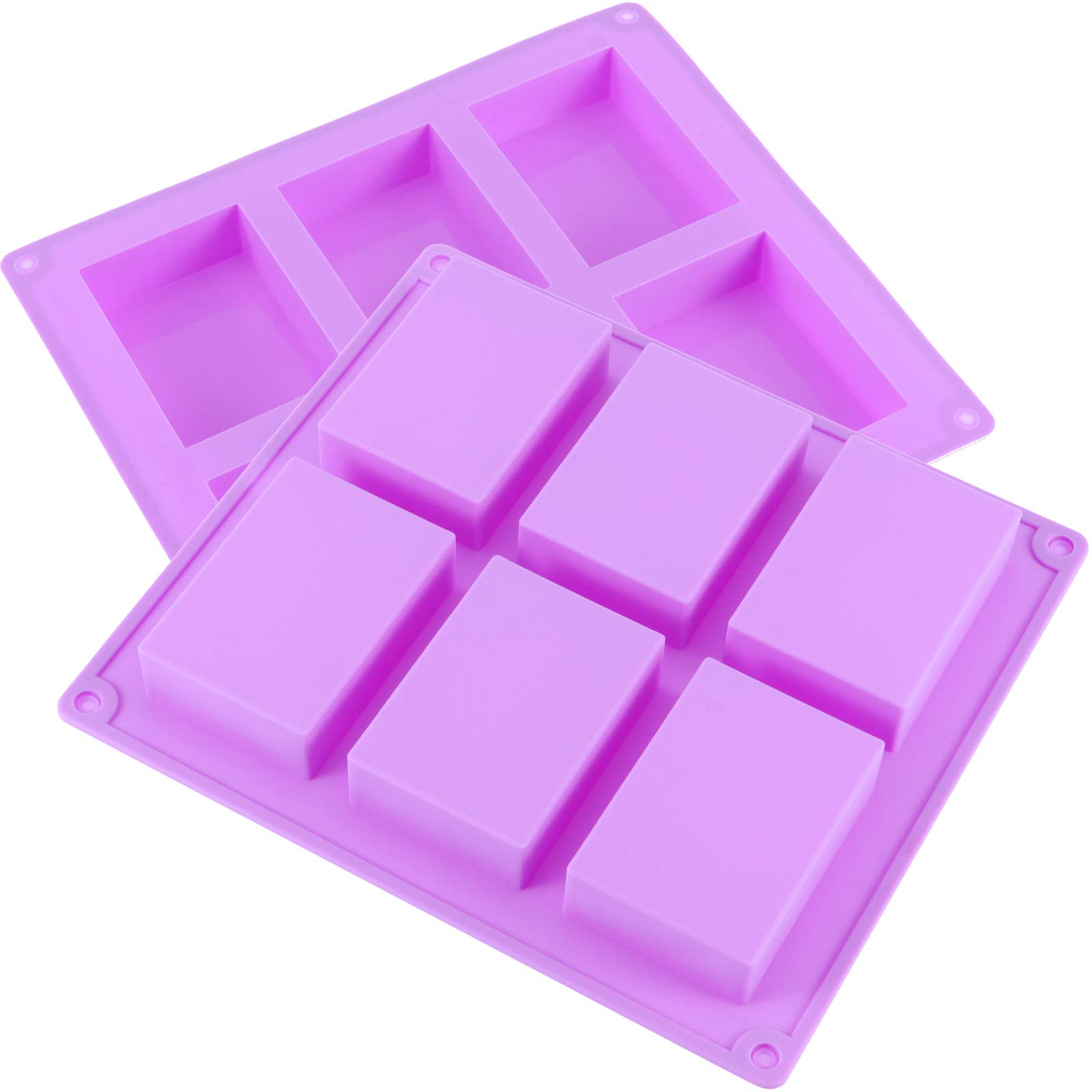 KINJOEK 6-Pack 36 Cavity Rectangular Silicone Soap Molds - Purple DIY Soap Making Molds for Handmade Soap, Candles & Baking - Perfect for Crafting, Gifts & Home Spa