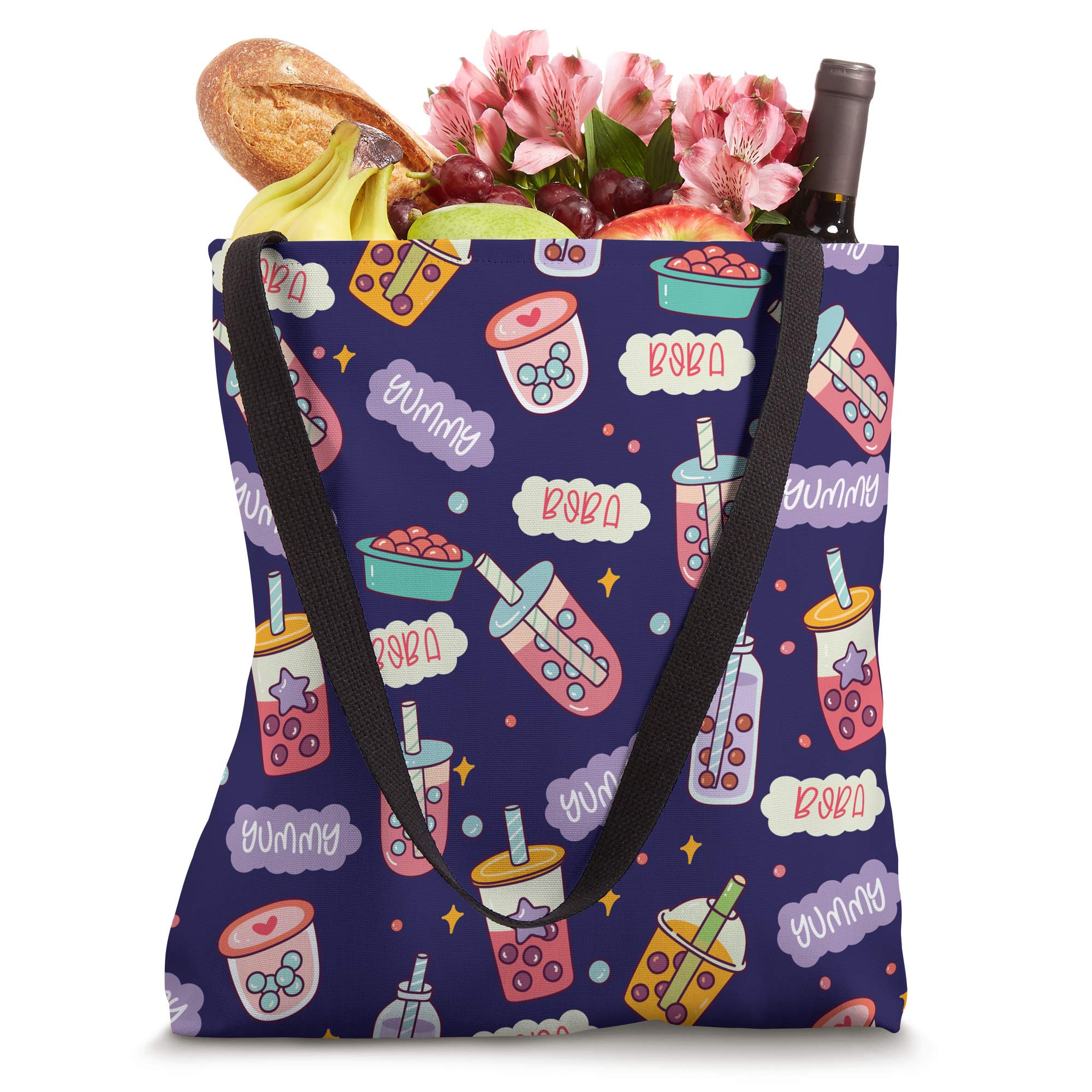Boba Tea Lover Gift - Cute Bubble Milk Tea Design Tote Bag for Women | Perfect for Grocery Shopping, Beach Trips & Tea Parties