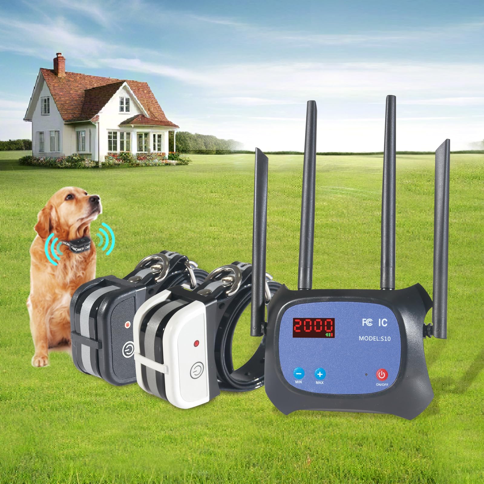 2025 Upgraded Wireless Dog Fence System - Adjustable Control Range, Safe & Harmless Electric Pet Boundary with Waterproof Rechargeable Collar Receiver for Small/Medium/Large Dogs - Perfect for Backyard, Garden & Outdoor Training