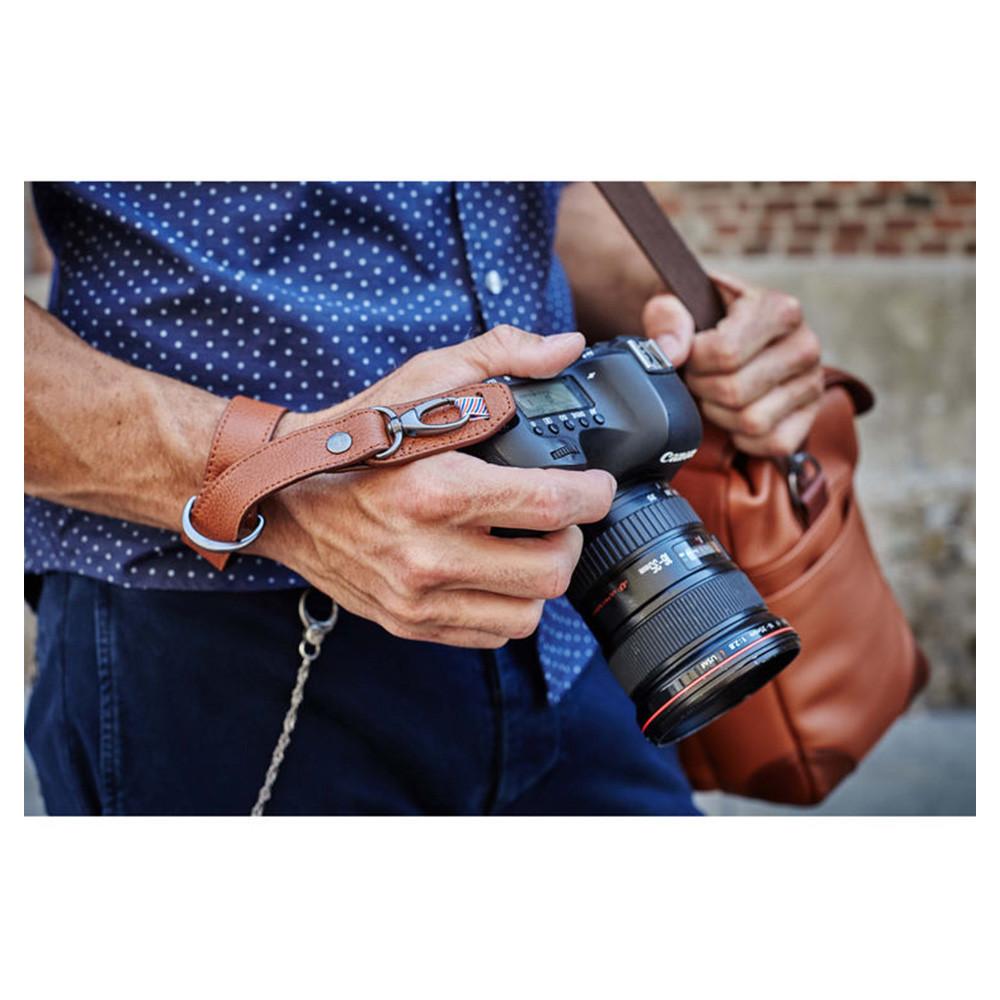Professional Barber Shop Razor Cut Camera Wrist Strap - Genuine Brown Leather Strap for DSLR & Mirrorless Cameras - Perfect for Salon Photography, Barber Tutorial Videos & Behind-the-Scenes Content Creation